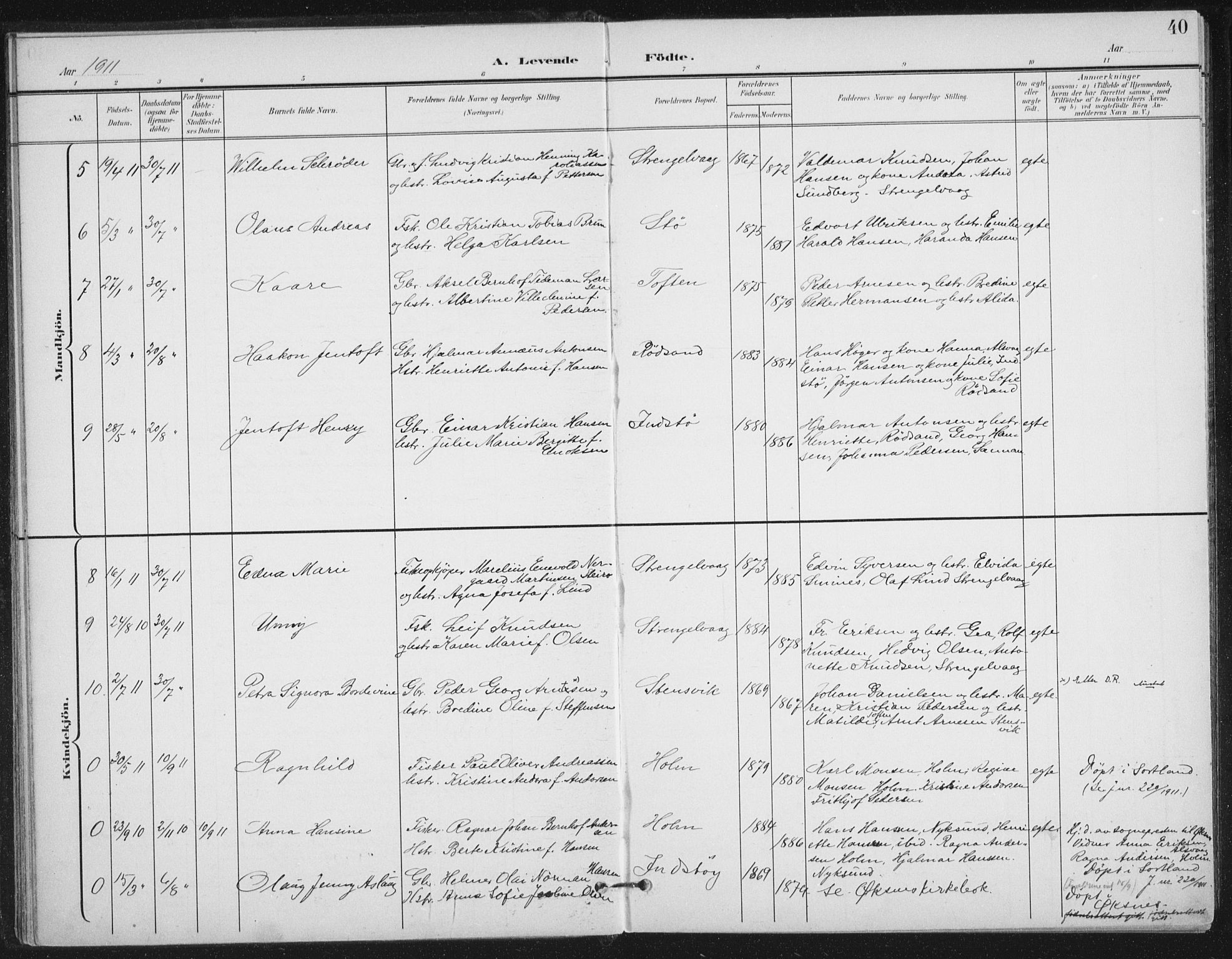 Ministerialprotokoller, klokkerbøker og fødselsregistre - Nordland, AV/SAT-A-1459/894/L1356: Parish register (official) no. 894A02, 1897-1914, p. 40