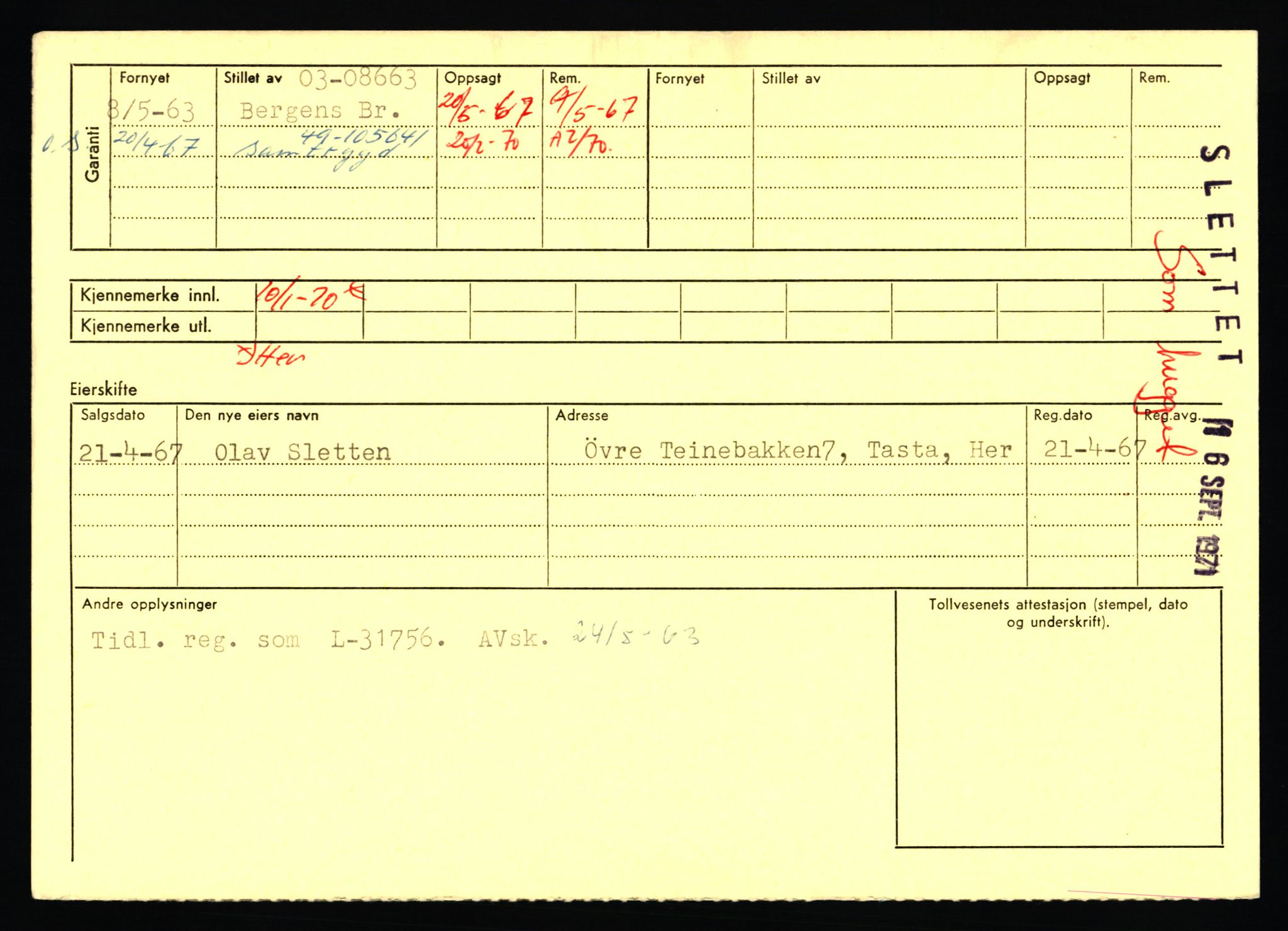 Stavanger trafikkstasjon, AV/SAST-A-101942/0/F/L0070: L-78800 - L-80499, 1930-1971, p. 2015