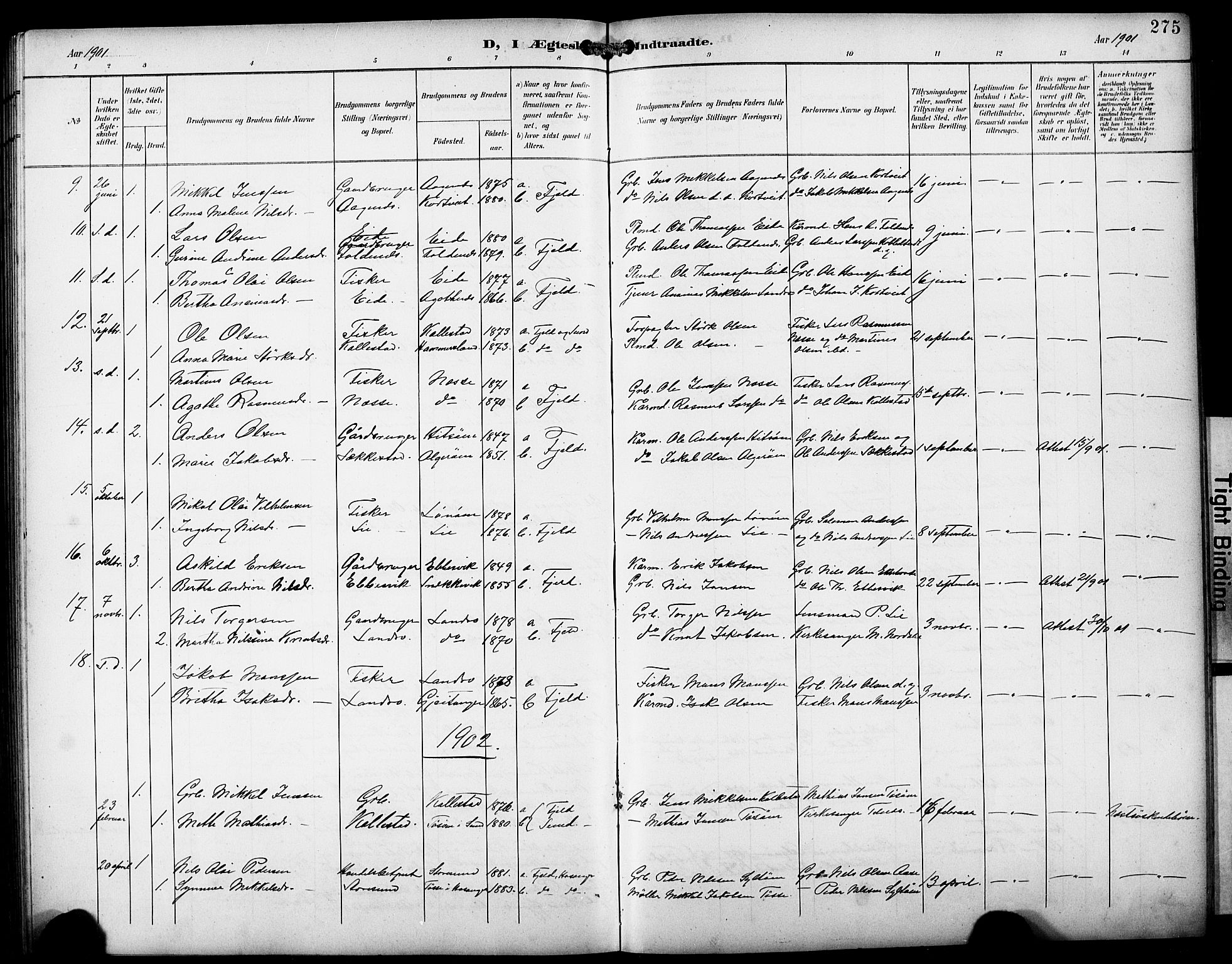 Fjell sokneprestembete, AV/SAB-A-75301/H/Hab: Parish register (copy) no. A 5, 1899-1918, p. 275