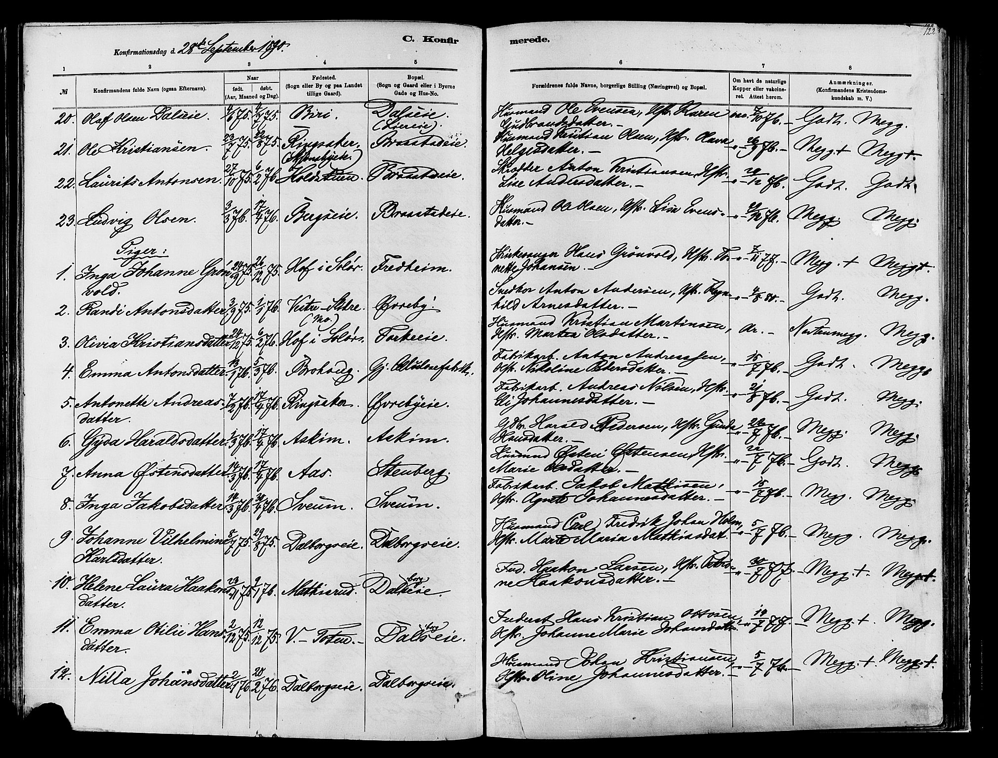 Vardal prestekontor, AV/SAH-PREST-100/H/Ha/Haa/L0009: Parish register (official) no. 9, 1878-1892, p. 122