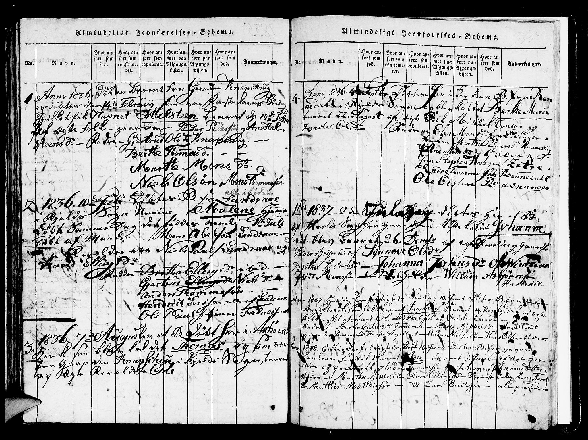 Askøy Sokneprestembete, SAB/A-74101/H/Ha/Hab/Haba/L0002: Parish register (copy) no. A 2, 1815-1846, p. 355