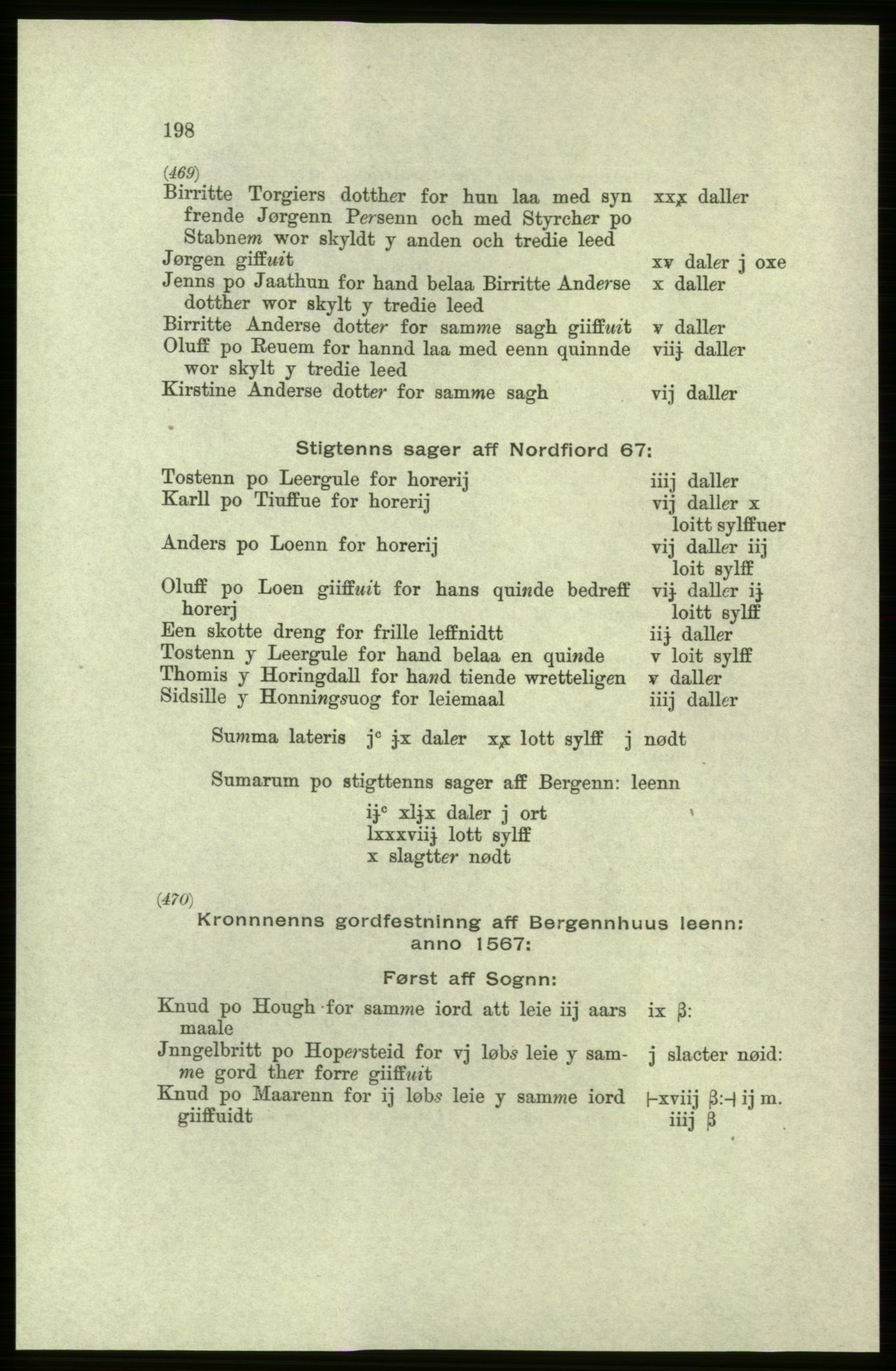 Publikasjoner utgitt av Arkivverket, PUBL/PUBL-001/C/0004: Bind 4: Rekneskap for Bergenhus len 1566-1567: A. Inntekt, 1566-1567, p. 198