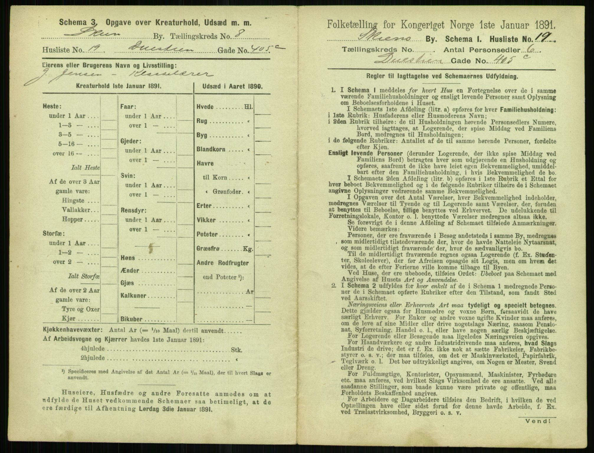 RA, 1891 census for 0806 Skien, 1891, p. 378