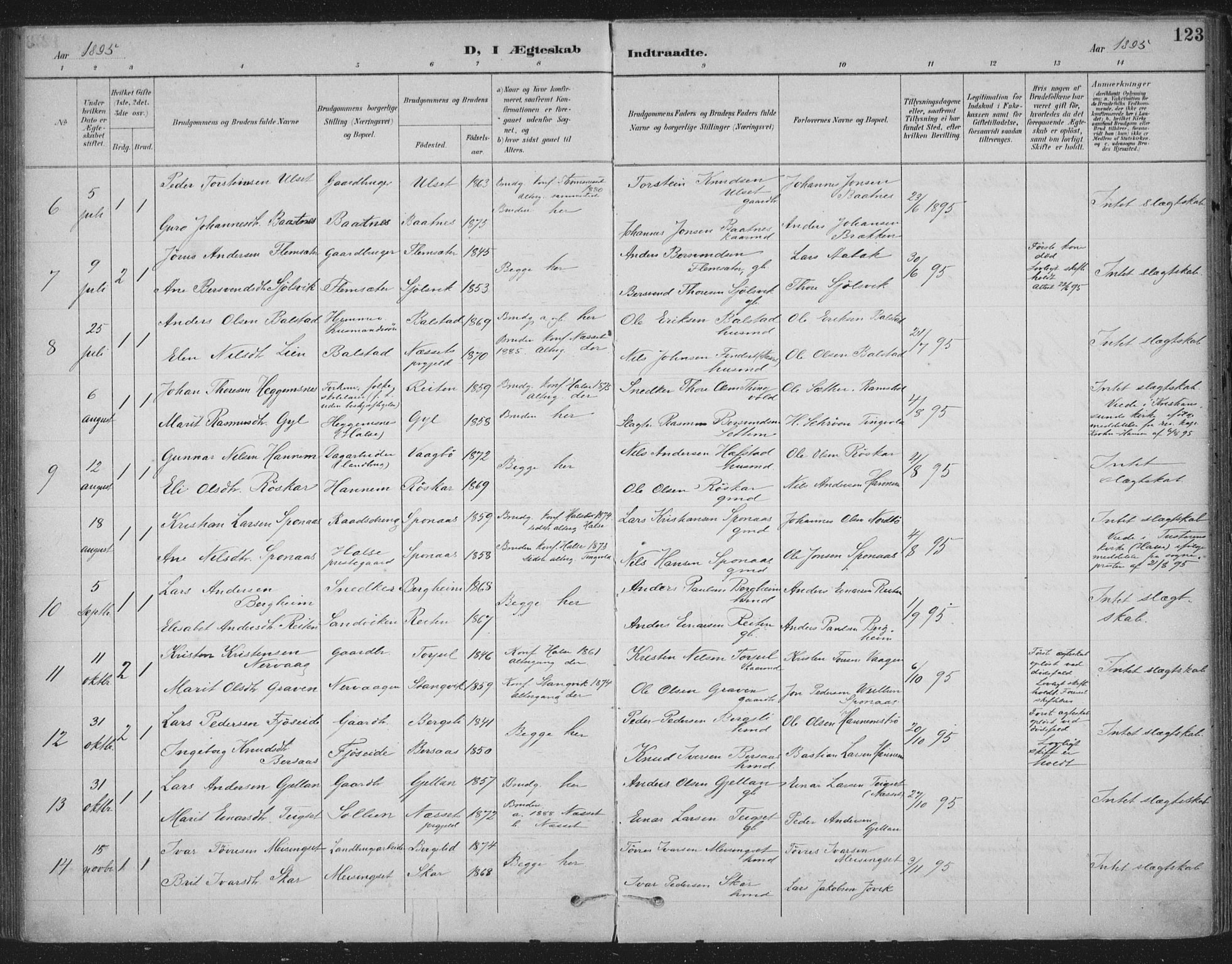 Ministerialprotokoller, klokkerbøker og fødselsregistre - Møre og Romsdal, AV/SAT-A-1454/586/L0988: Parish register (official) no. 586A14, 1893-1905, p. 123