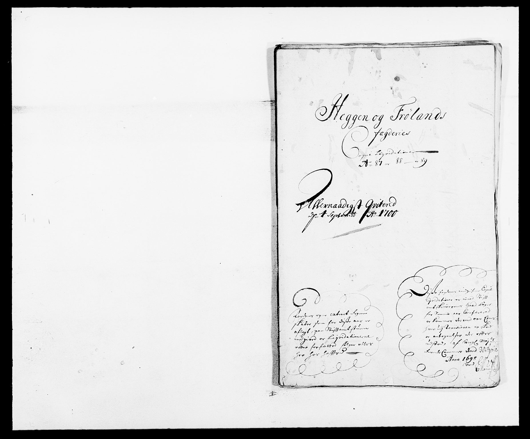 Rentekammeret inntil 1814, Reviderte regnskaper, Fogderegnskap, AV/RA-EA-4092/R06/L0282: Fogderegnskap Heggen og Frøland, 1687-1690, p. 186