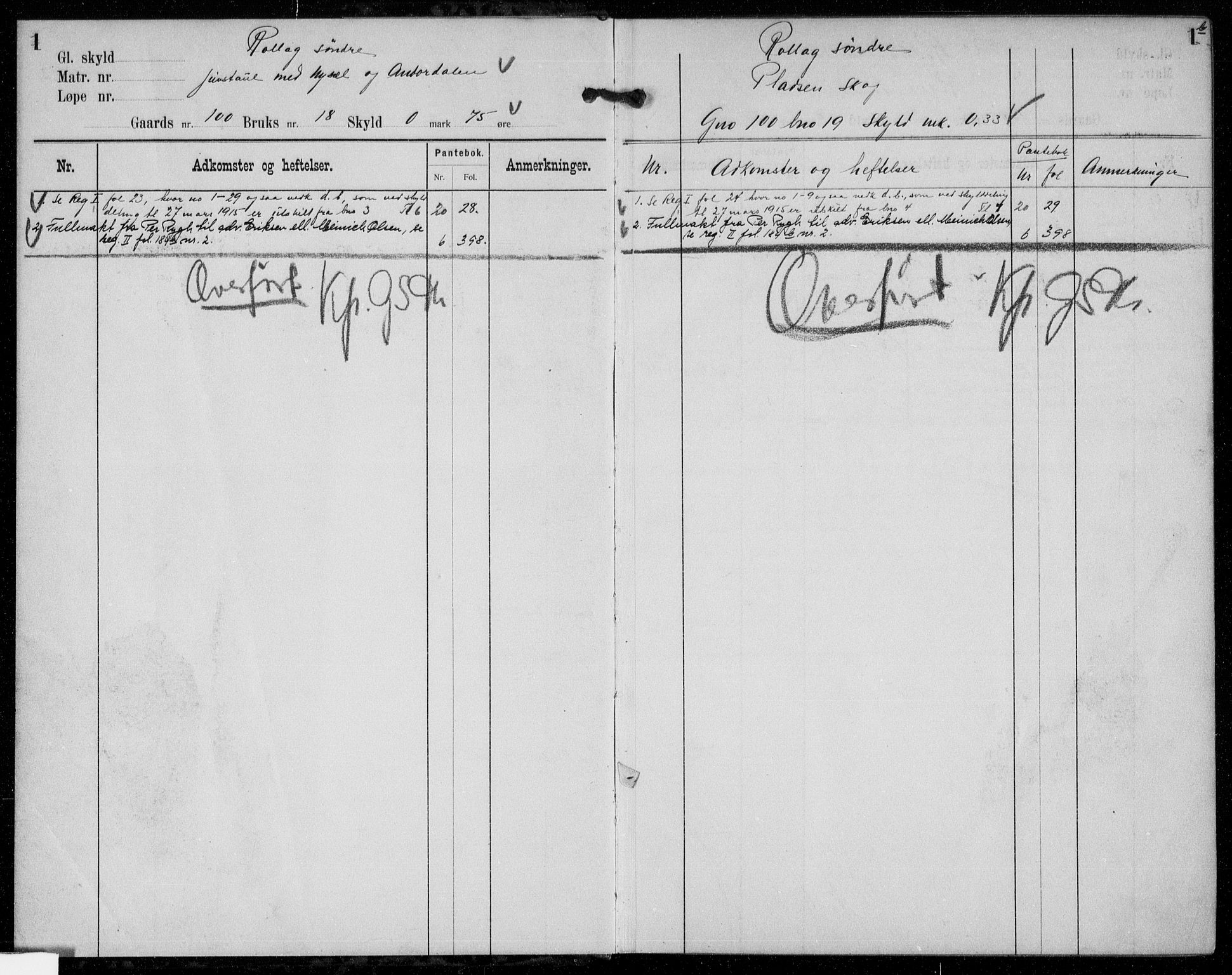 Øvre Telemark østfjelske sorenskriveri, SAKO/A-213/G/Gb/Gbd/L0007: Mortgage register no. IV 7, p. 1