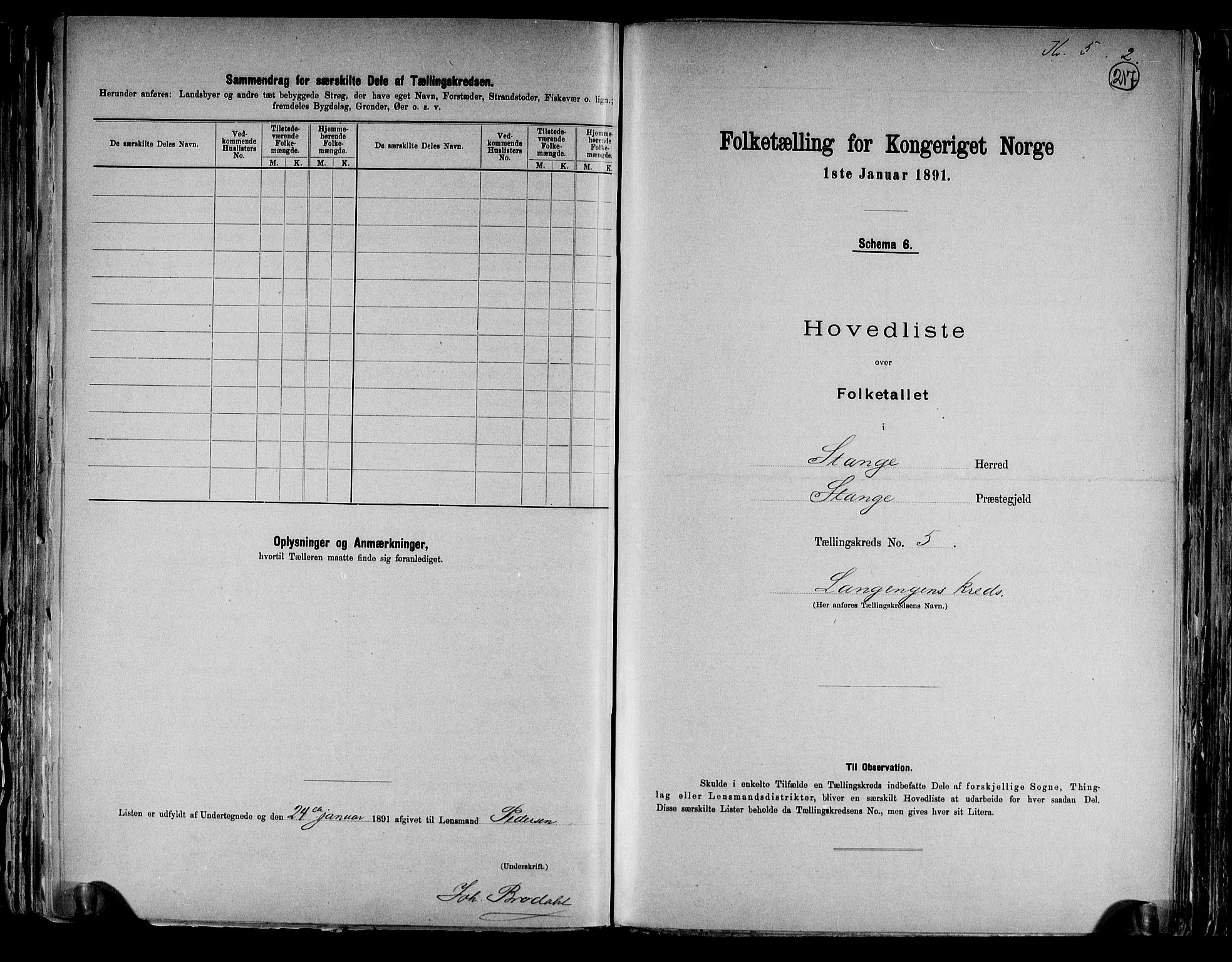 RA, 1891 census for 0417 Stange, 1891, p. 18