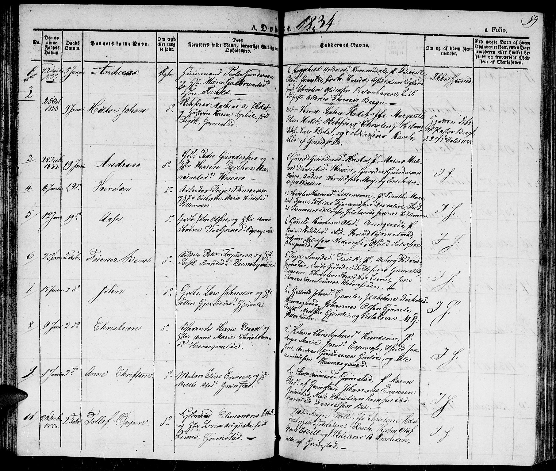 Fjære sokneprestkontor, AV/SAK-1111-0011/F/Fa/L0002: Parish register (official) no. A 2, 1827-1839, p. 59