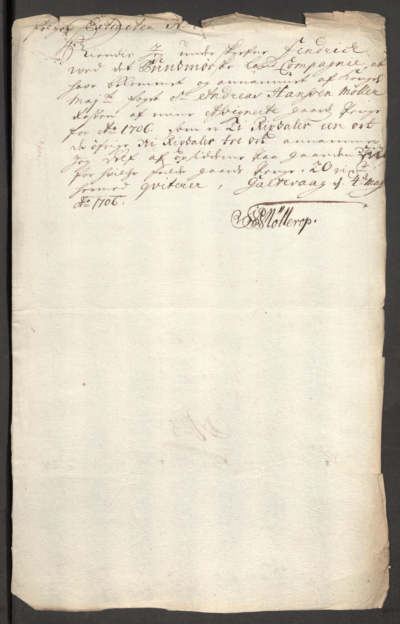 Rentekammeret inntil 1814, Reviderte regnskaper, Fogderegnskap, RA/EA-4092/R54/L3561: Fogderegnskap Sunnmøre, 1706-1707, p. 170