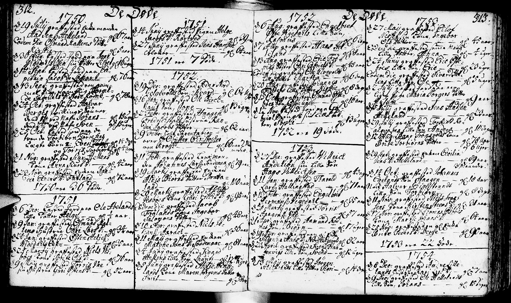 Vikedal sokneprestkontor, SAST/A-101840/01/IV: Parish register (official) no. A 1, 1737-1778, p. 312-313