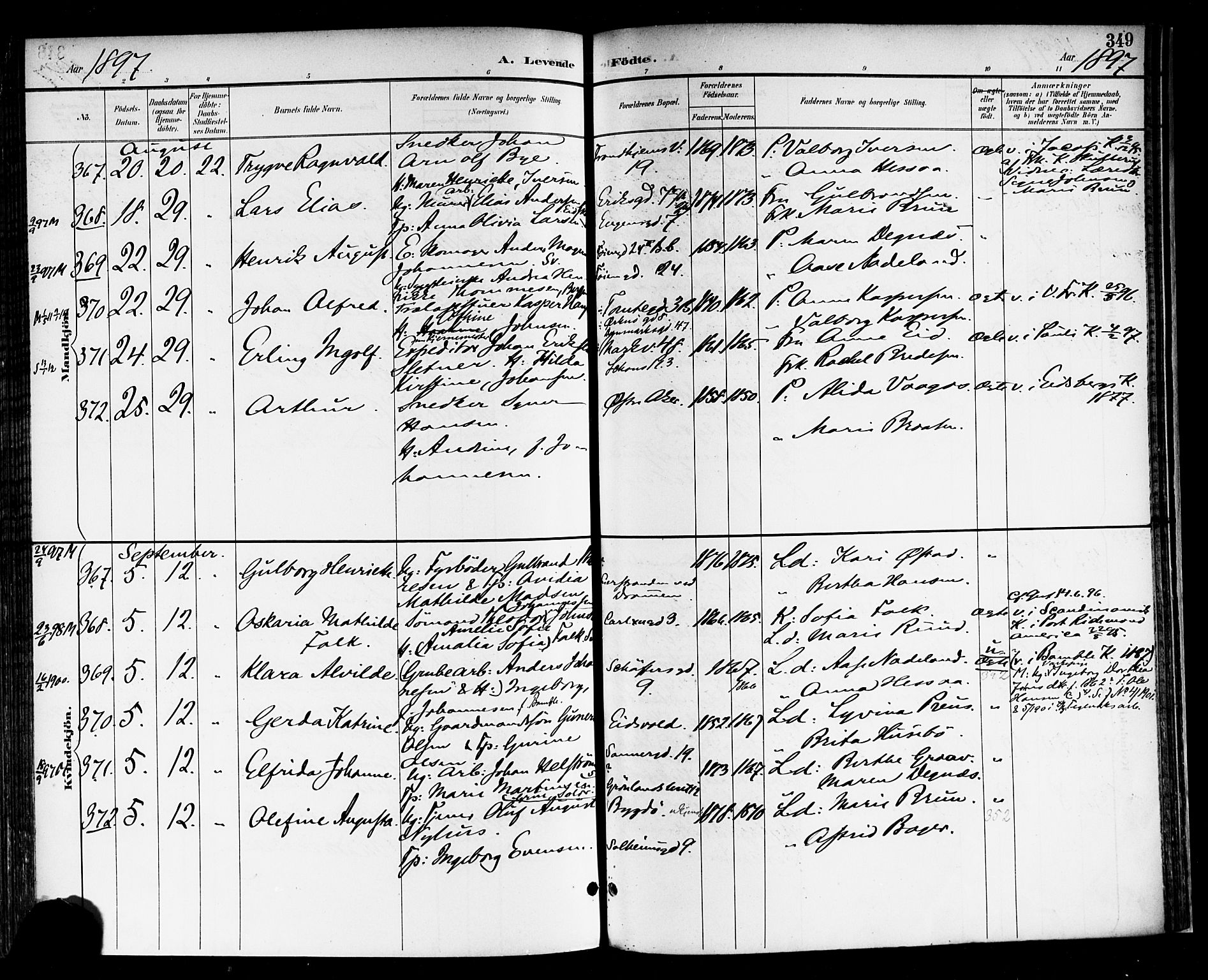 Rikshospitalet prestekontor Kirkebøker, SAO/A-10309b/F/L0009: Parish register (official) no. 9, 1894-1897, p. 349
