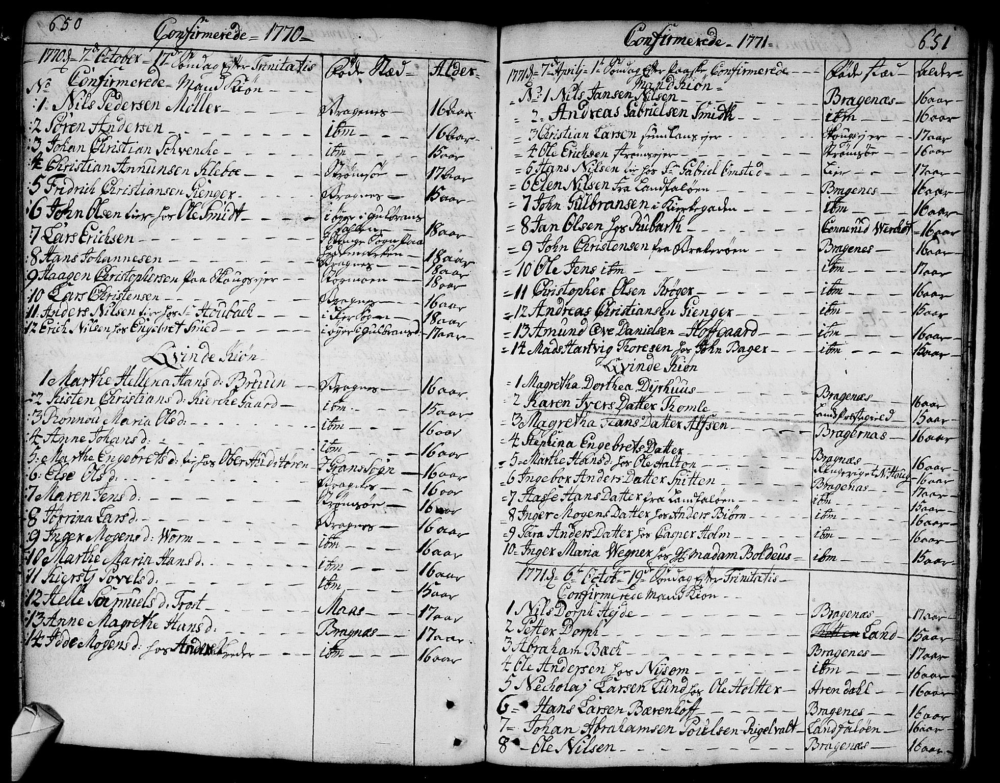 Bragernes kirkebøker, SAKO/A-6/F/Fa/L0005: Parish register (official) no. I 5, 1759-1781, p. 650-651