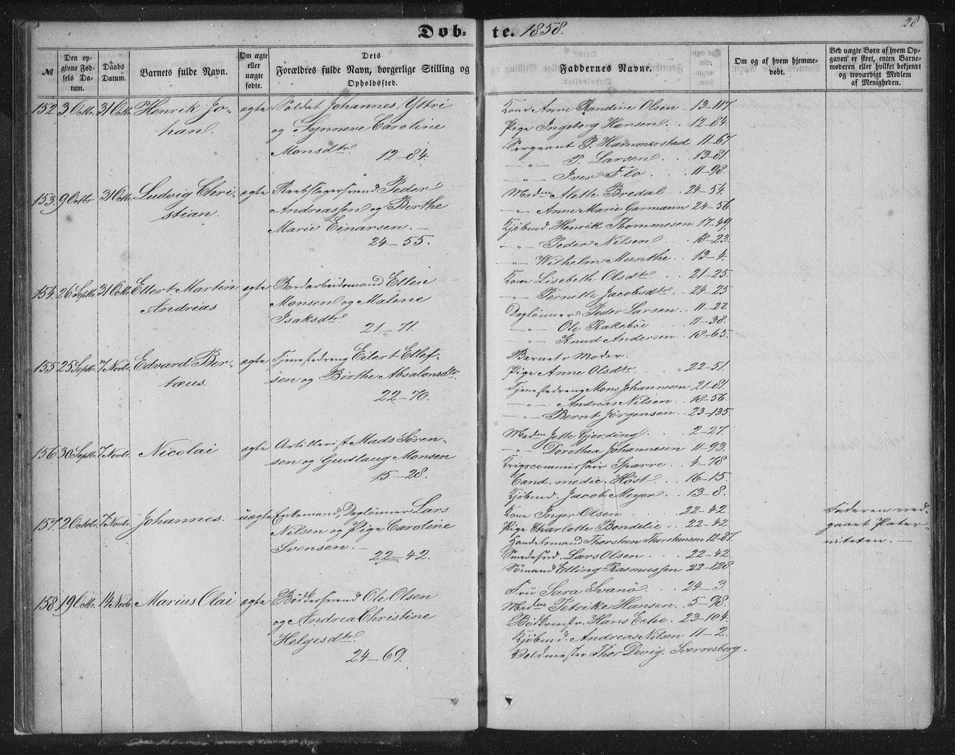 Korskirken sokneprestembete, SAB/A-76101/H/Haa/L0018: Parish register (official) no. B 4, 1857-1866, p. 28