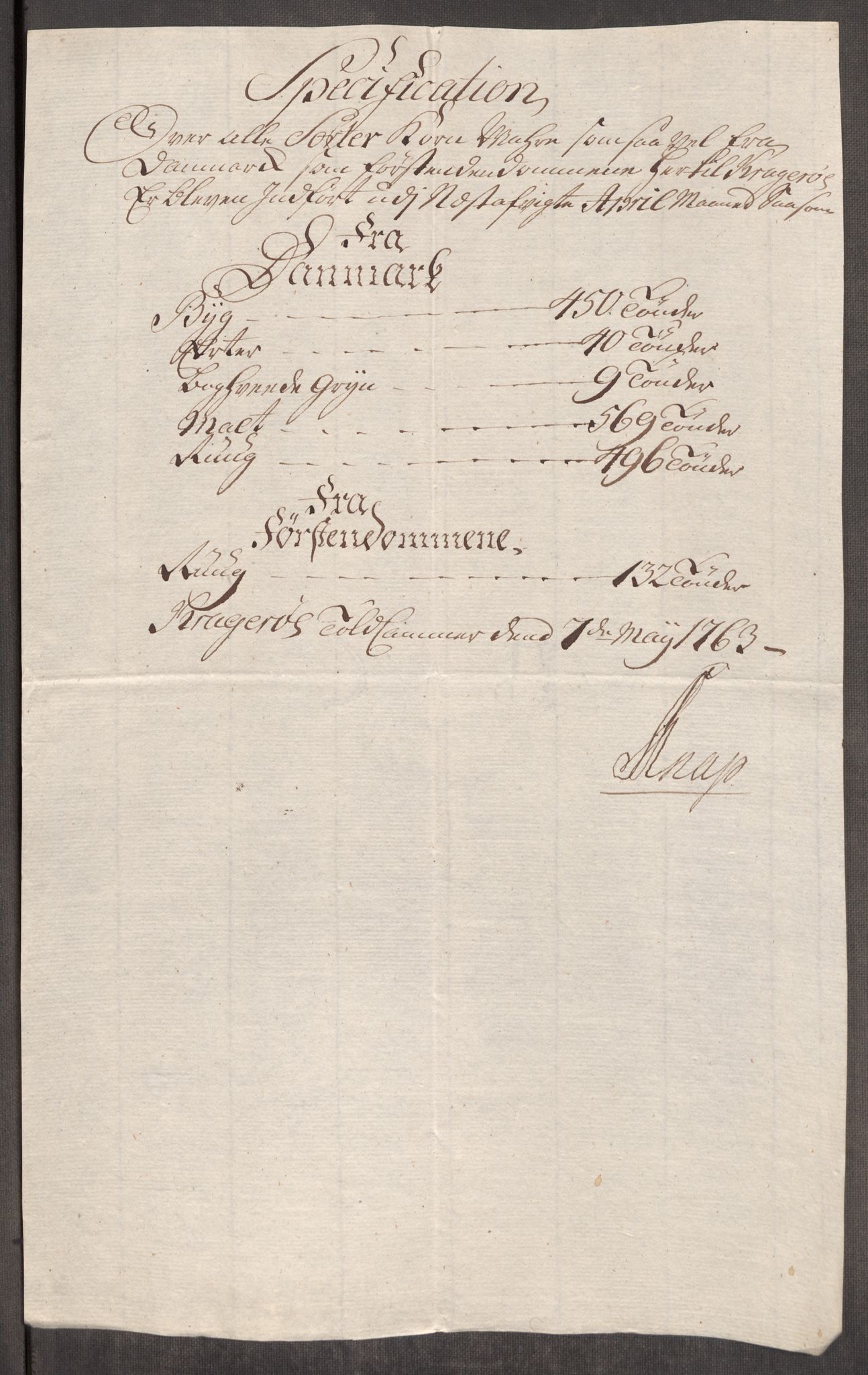 Rentekammeret inntil 1814, Realistisk ordnet avdeling, AV/RA-EA-4070/Oe/L0007: [Ø1]: Priskuranter, 1761-1763, p. 705