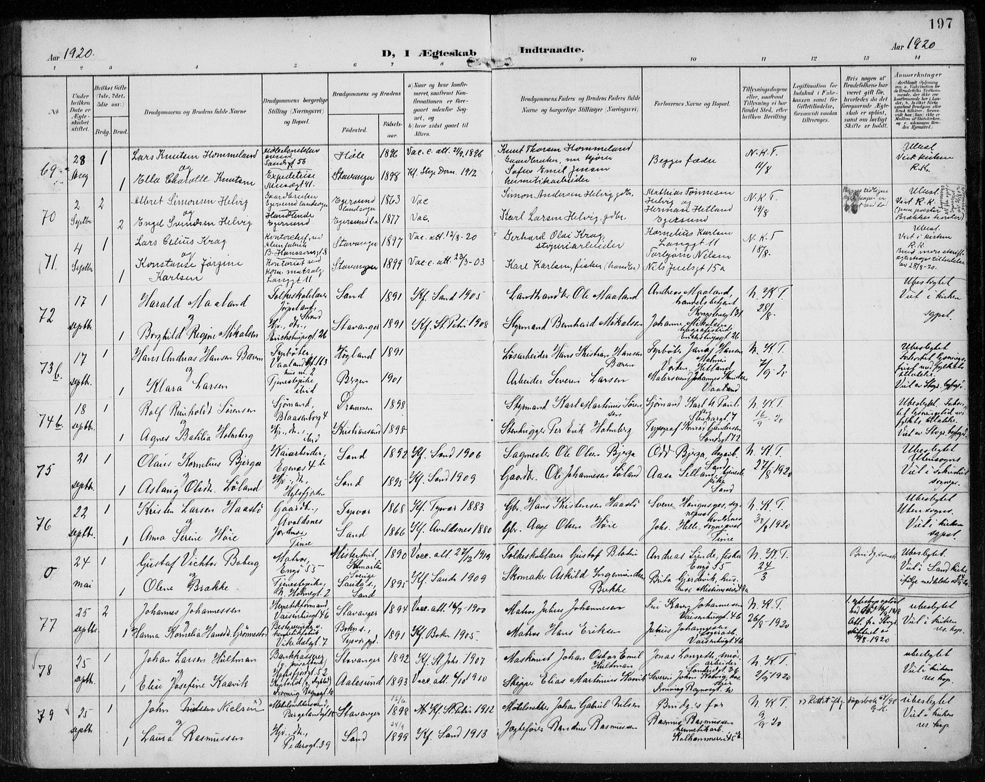 St. Petri sokneprestkontor, AV/SAST-A-101813/002/A/L0003: Parish register (official) no. A 24, 1900-1921, p. 197