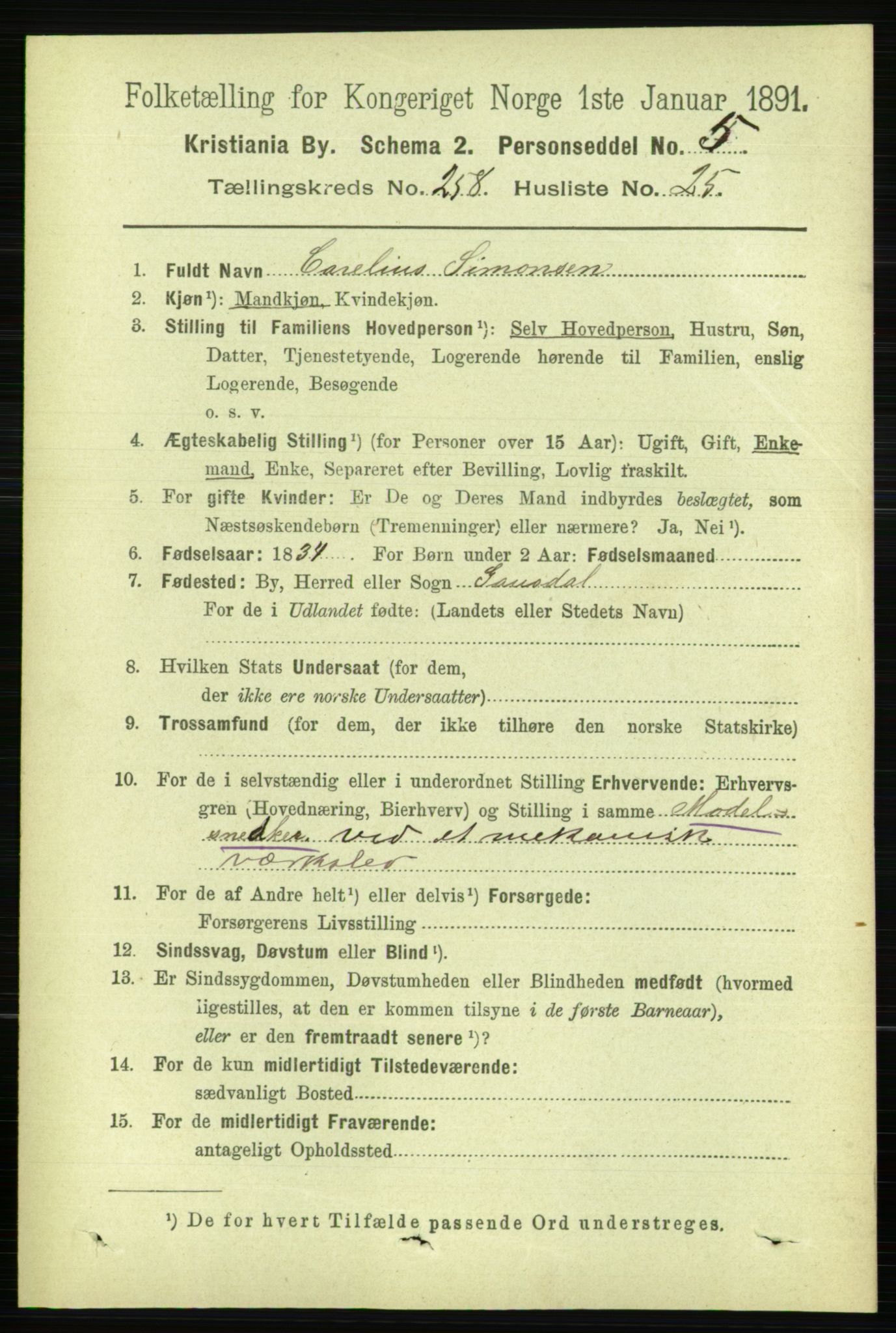 RA, 1891 census for 0301 Kristiania, 1891, p. 157384