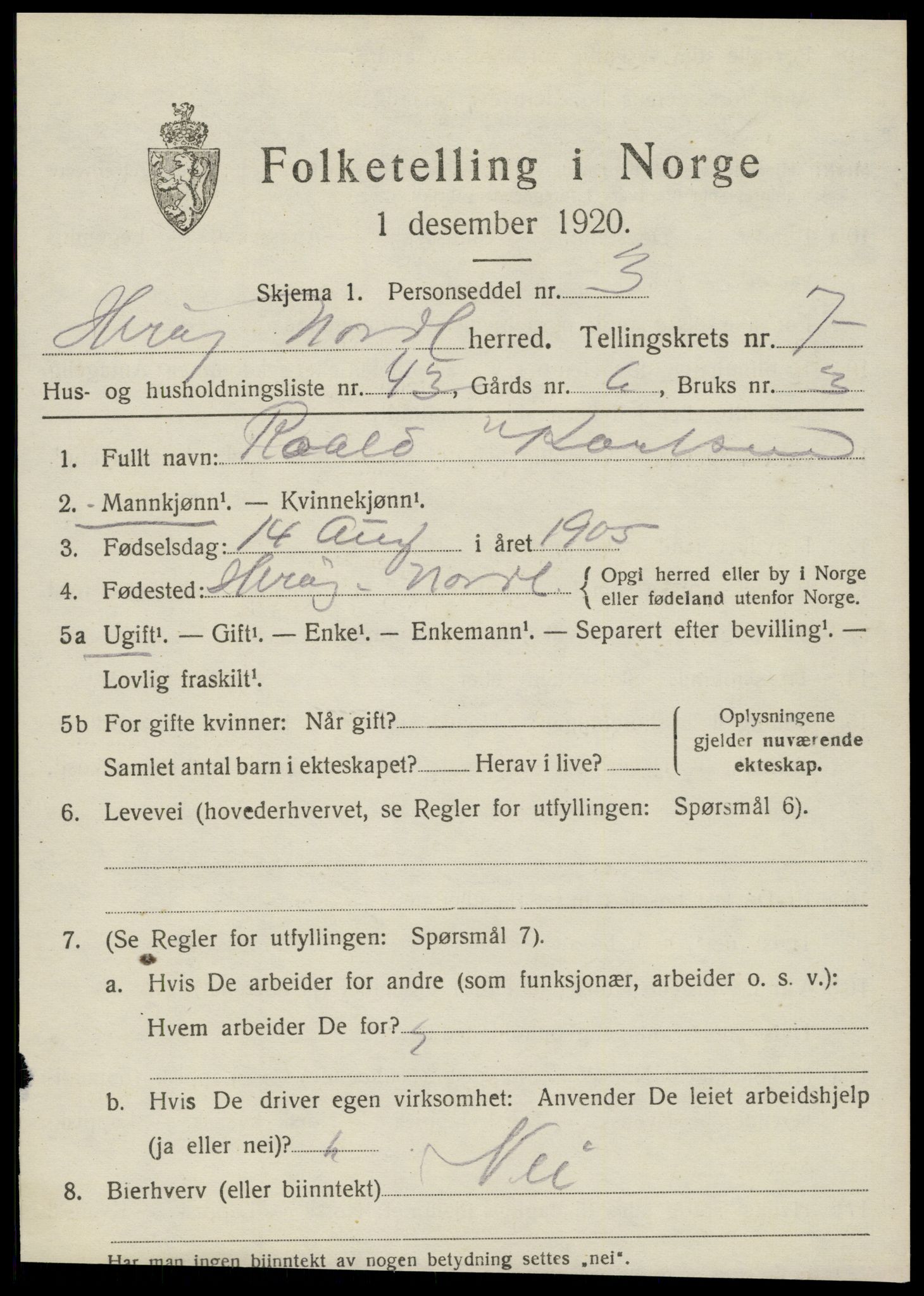 SAT, 1920 census for Herøy, 1920, p. 4978