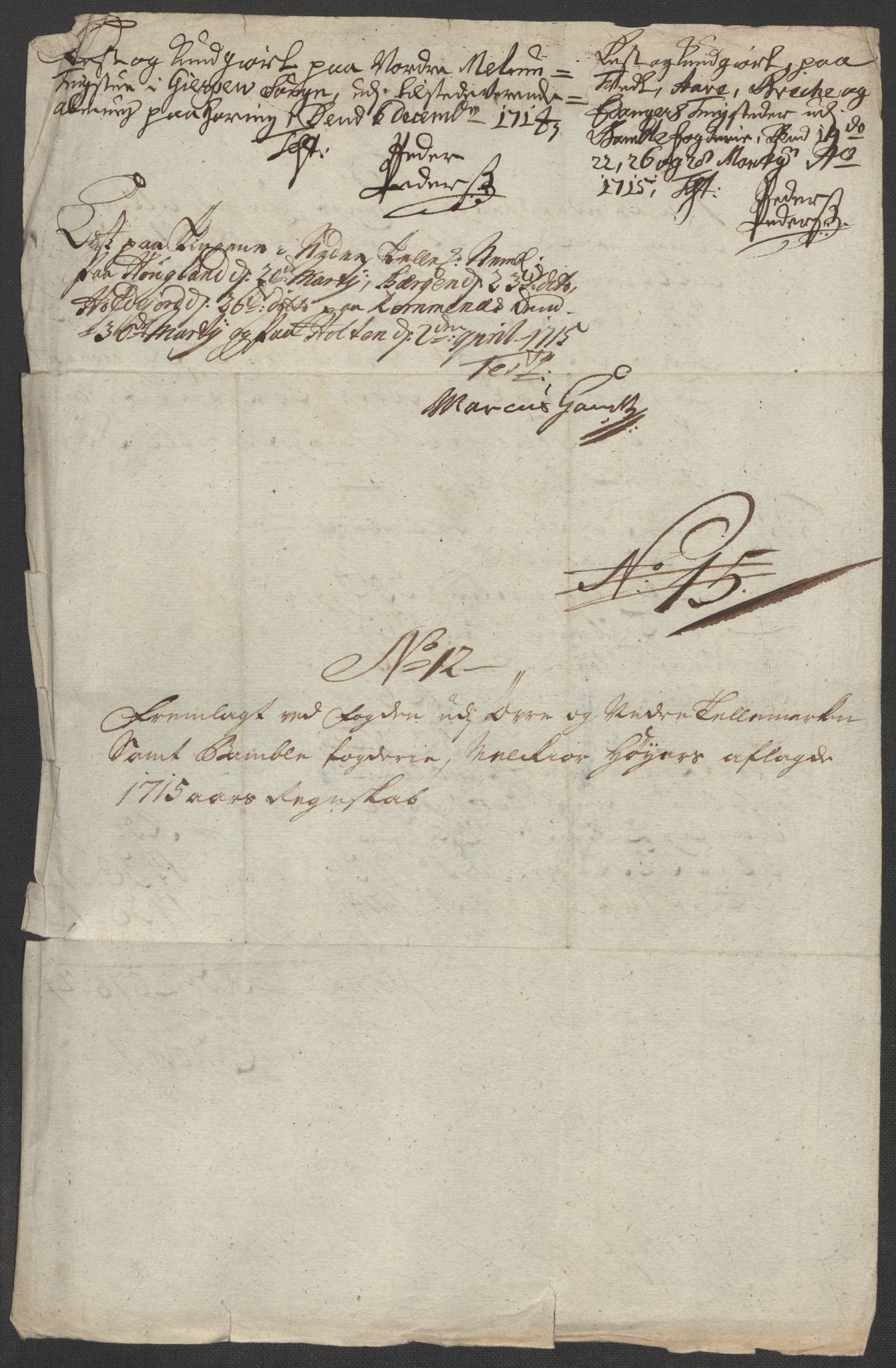 Rentekammeret inntil 1814, Reviderte regnskaper, Fogderegnskap, AV/RA-EA-4092/R36/L2127: Fogderegnskap Øvre og Nedre Telemark og Bamble, 1715, p. 170