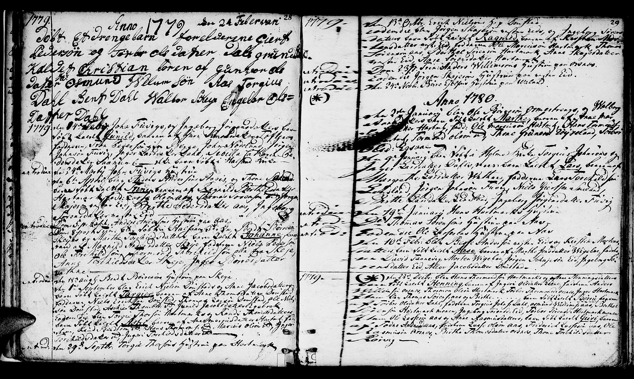 Mandal sokneprestkontor, SAK/1111-0030/F/Fa/Fab/L0002: Parish register (official) no. A 2, 1753-1801, p. 28-29
