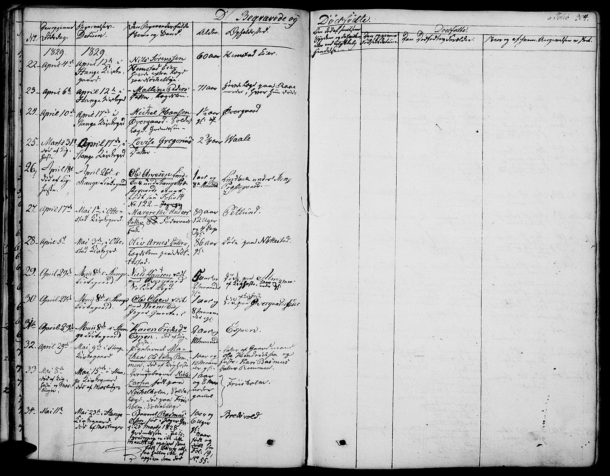 Stange prestekontor, AV/SAH-PREST-002/K/L0009: Parish register (official) no. 9, 1826-1835, p. 304