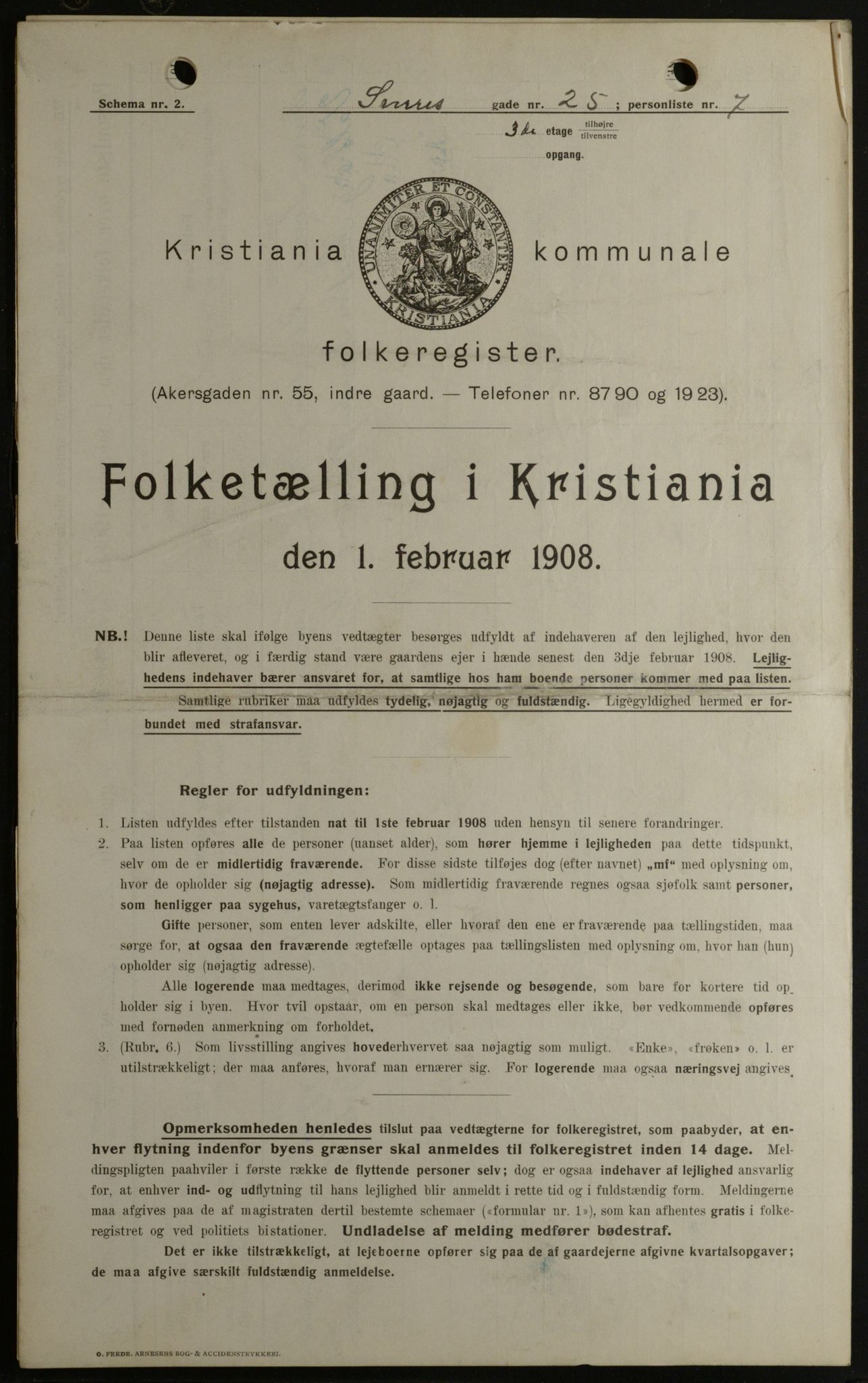 OBA, Municipal Census 1908 for Kristiania, 1908, p. 95406