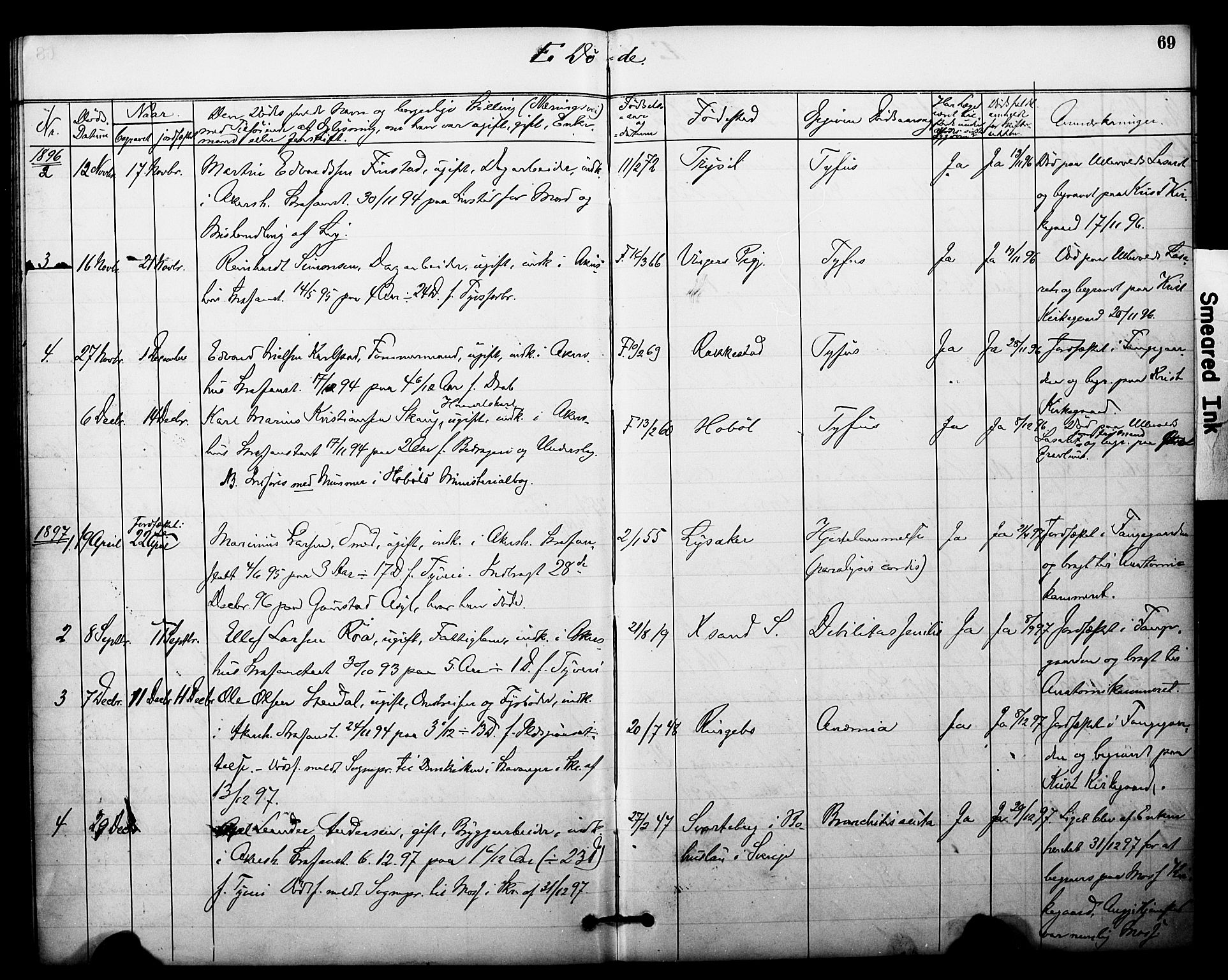 Akershus festnings slaveri Kirkebøker, SAO/A-10841/F/Fa/L0003: Parish register (official) no. 3, 1884-1912, p. 69