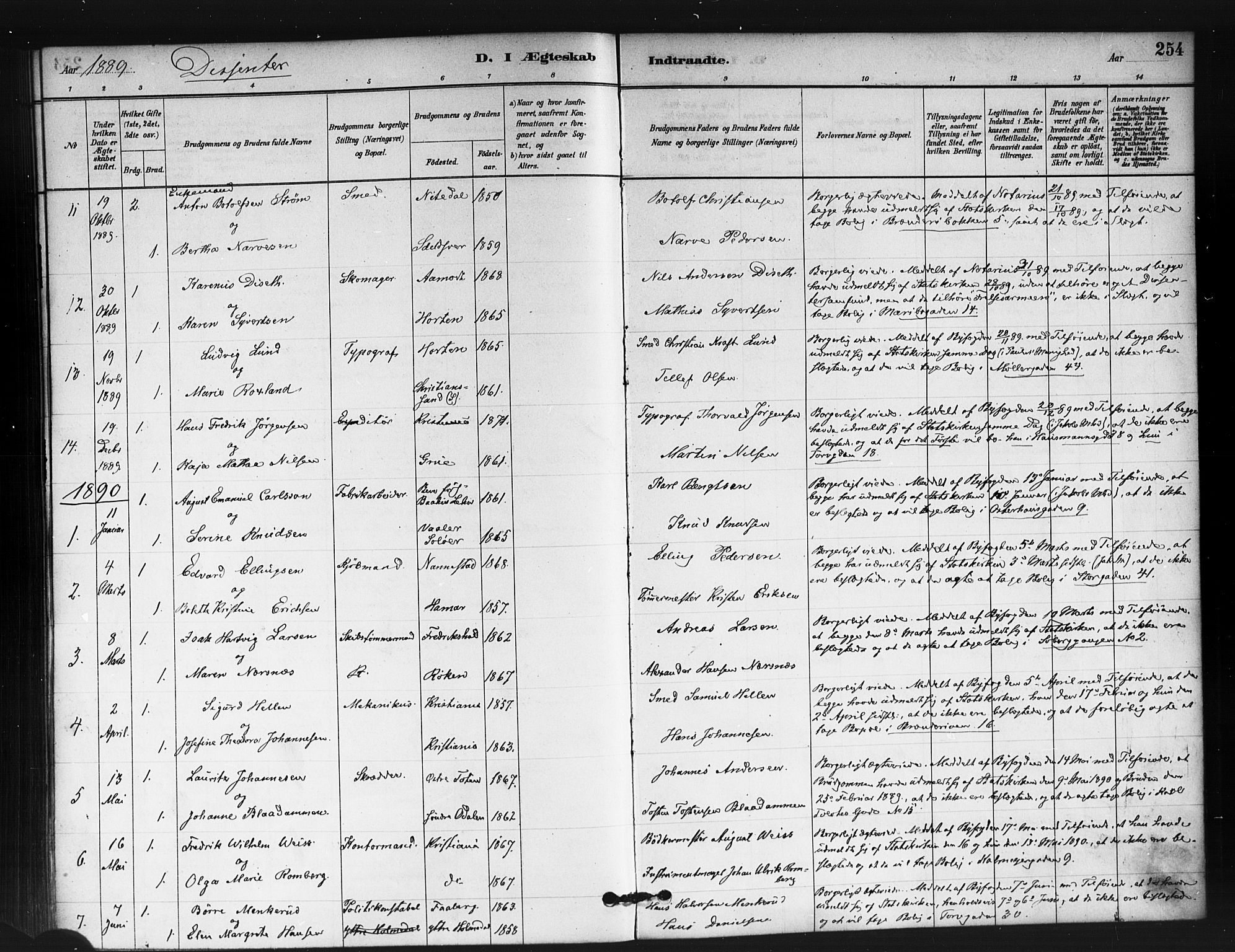 Jakob prestekontor Kirkebøker, SAO/A-10850/F/Fa/L0004: Parish register (official) no. 4, 1880-1894, p. 254
