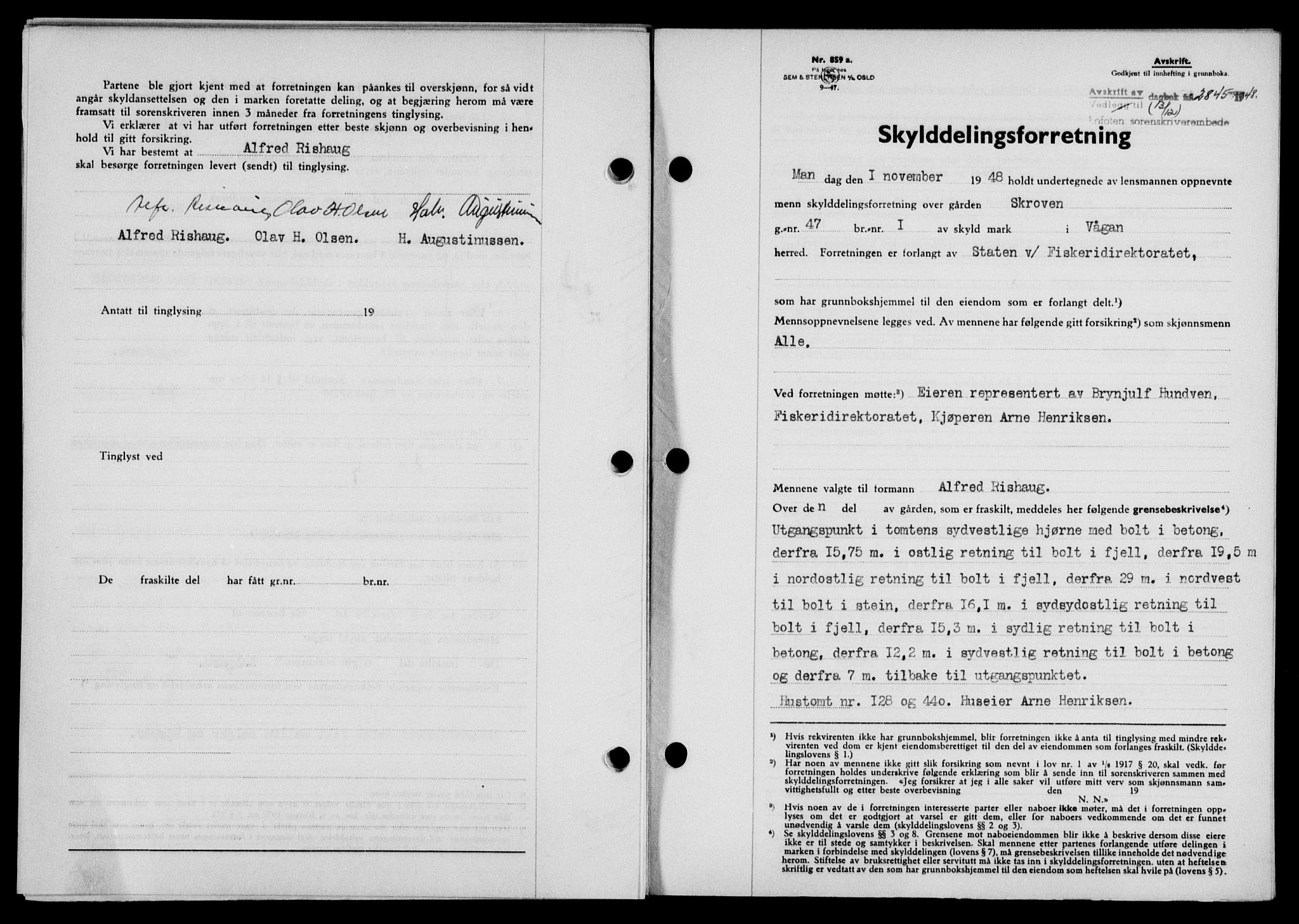 Lofoten sorenskriveri, SAT/A-0017/1/2/2C/L0020a: Mortgage book no. 20a, 1948-1949, Diary no: : 2845/1948