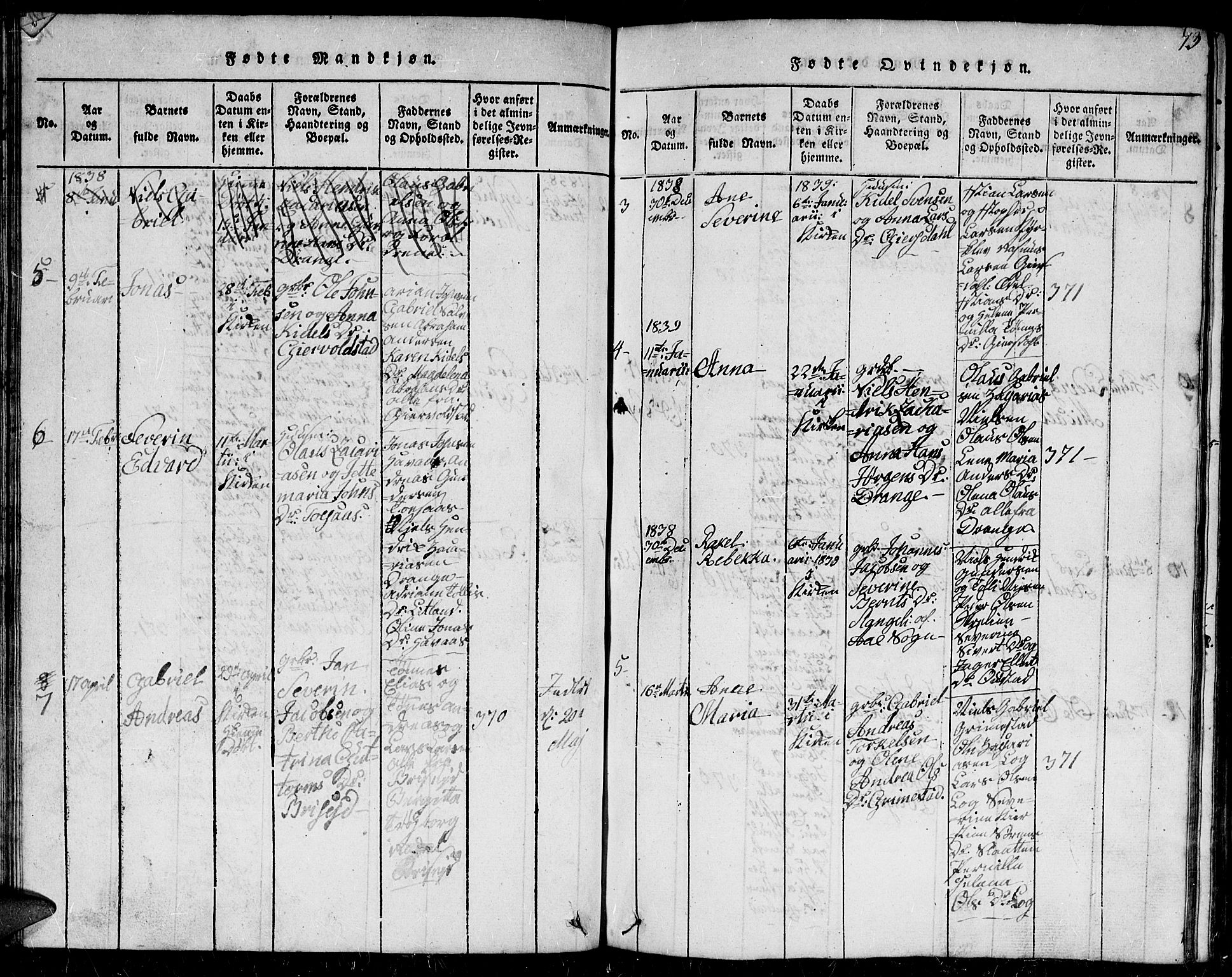 Herad sokneprestkontor, AV/SAK-1111-0018/F/Fb/Fba/L0001: Parish register (copy) no. B 1, 1815-1852, p. 73