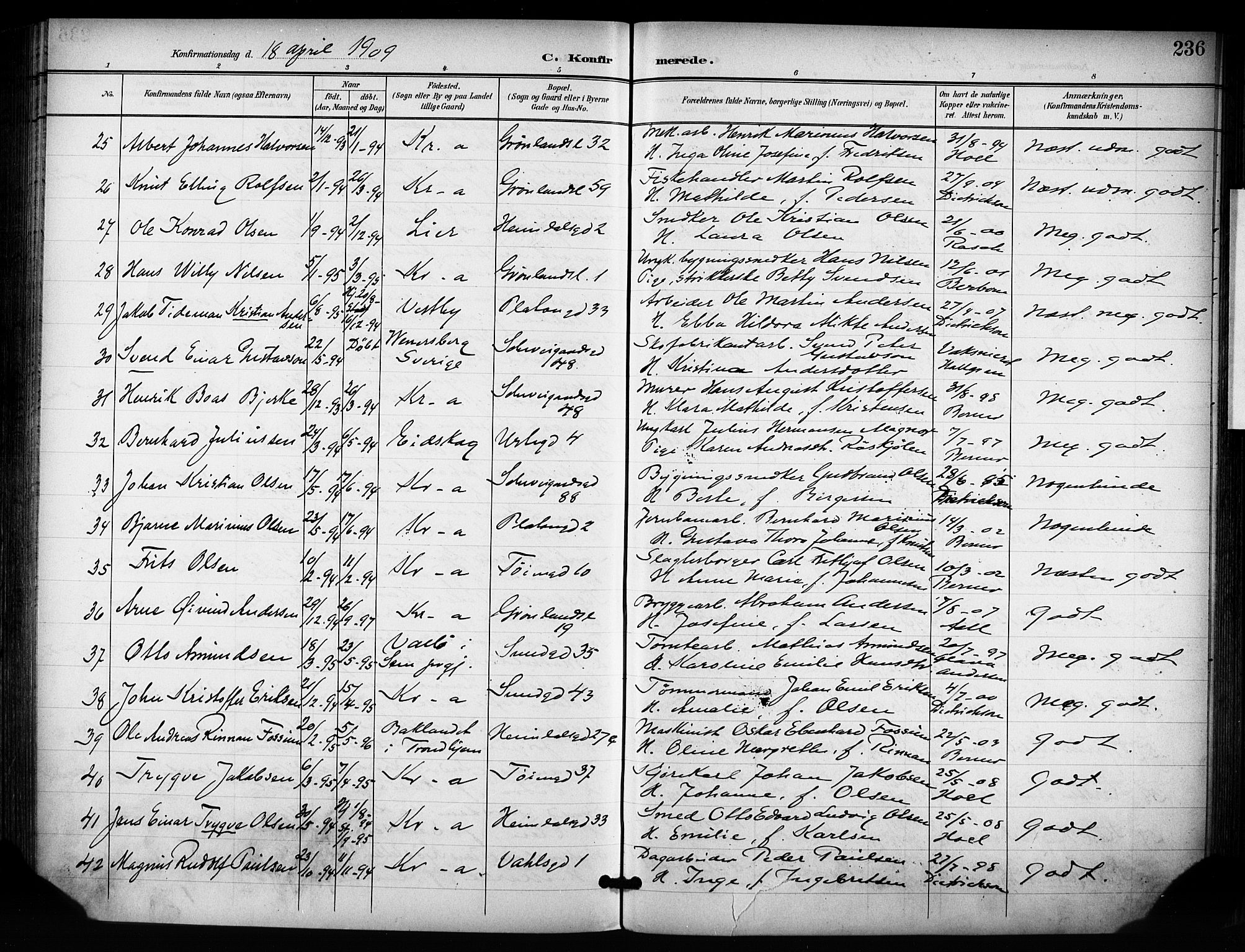 Grønland prestekontor Kirkebøker, SAO/A-10848/F/Fa/L0015: Parish register (official) no. 15, 1899-1919, p. 236