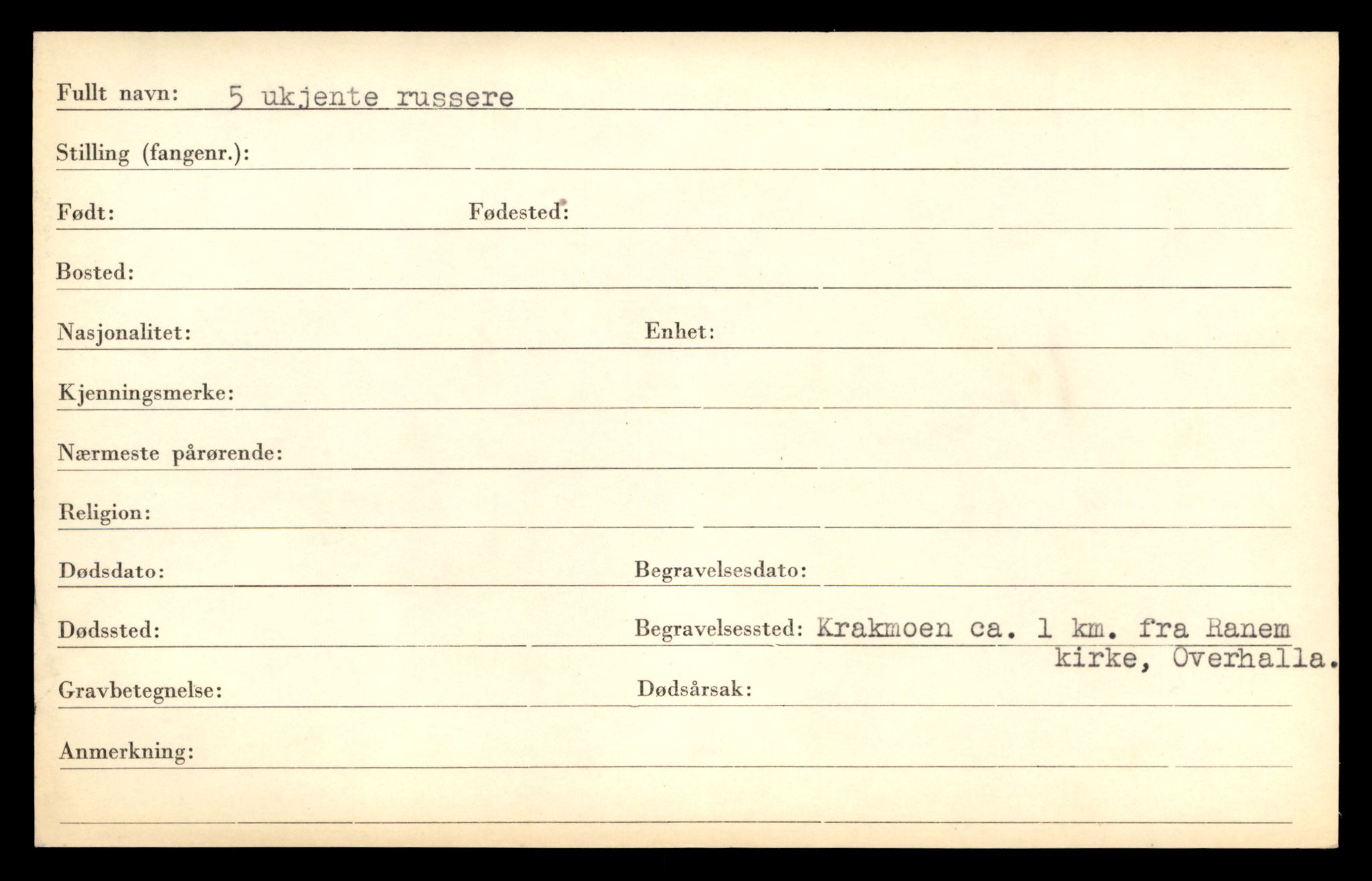 Distriktskontoret for krigsgraver, SAT/A-5030/E/L0005: Kasett/kartotek over falne Britiske og tyske solater, samt andre nasjoners krigsgraver, 1945, p. 661
