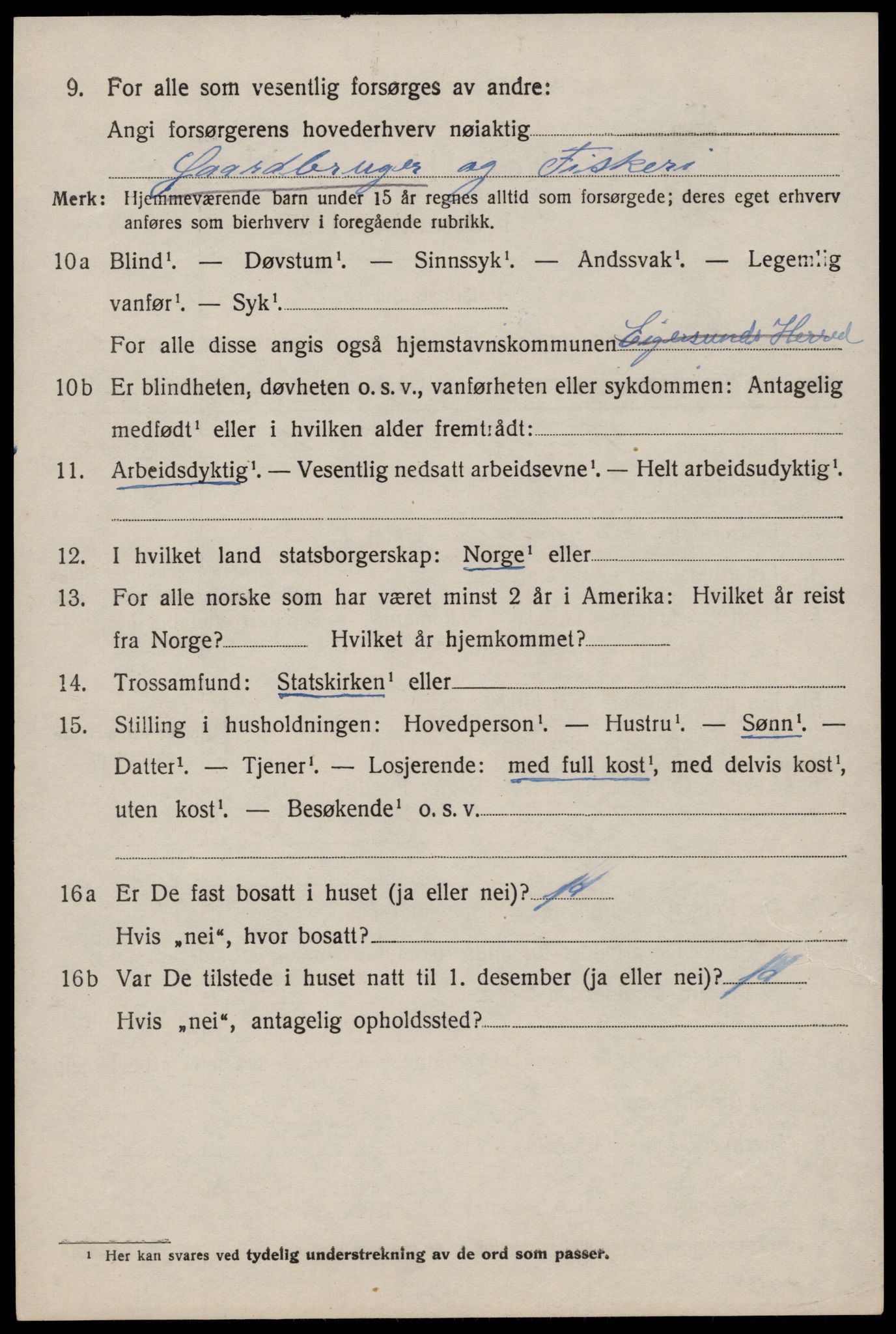 SAST, 1920 census for Eigersund, 1920, p. 1168