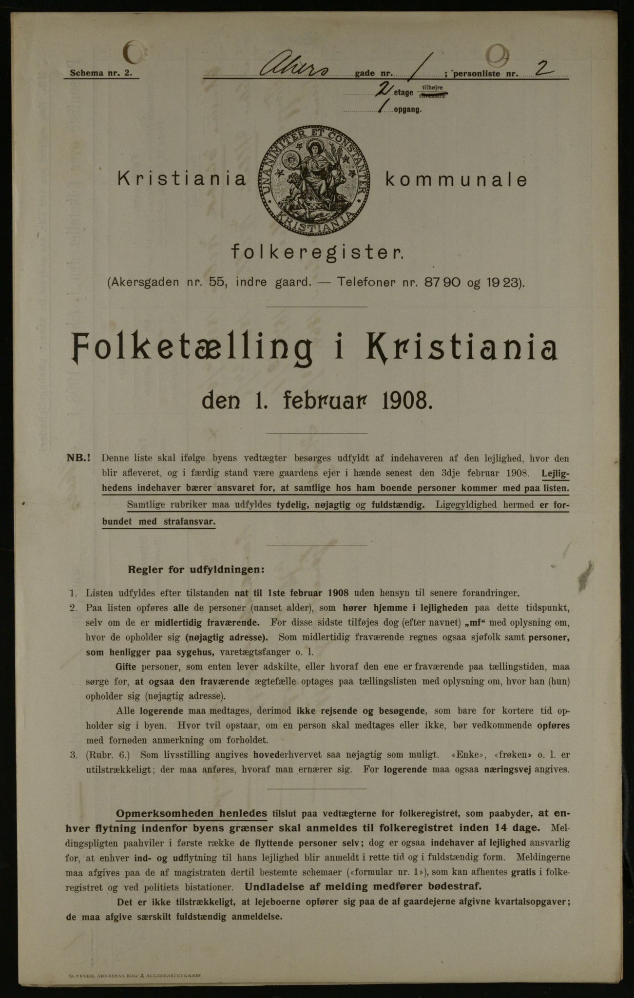 OBA, Municipal Census 1908 for Kristiania, 1908, p. 312