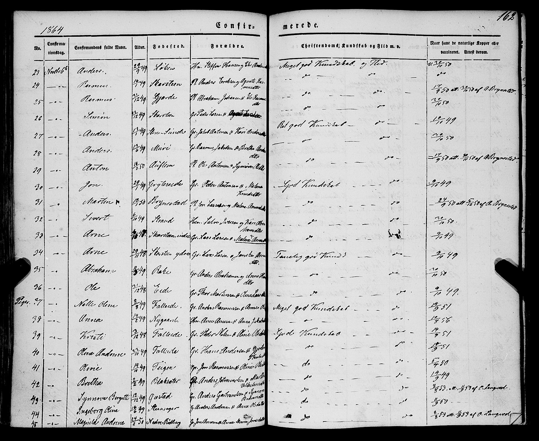 Innvik sokneprestembete, SAB/A-80501: Parish register (official) no. A 5, 1847-1865, p. 162
