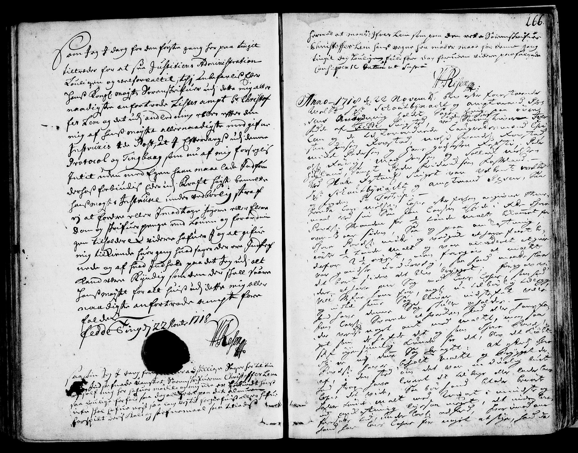 Lister sorenskriveri, AV/SAK-1221-0003/F/Fa/L0041: Tingbok nr 41, 1718-1719, p. 165b-166a