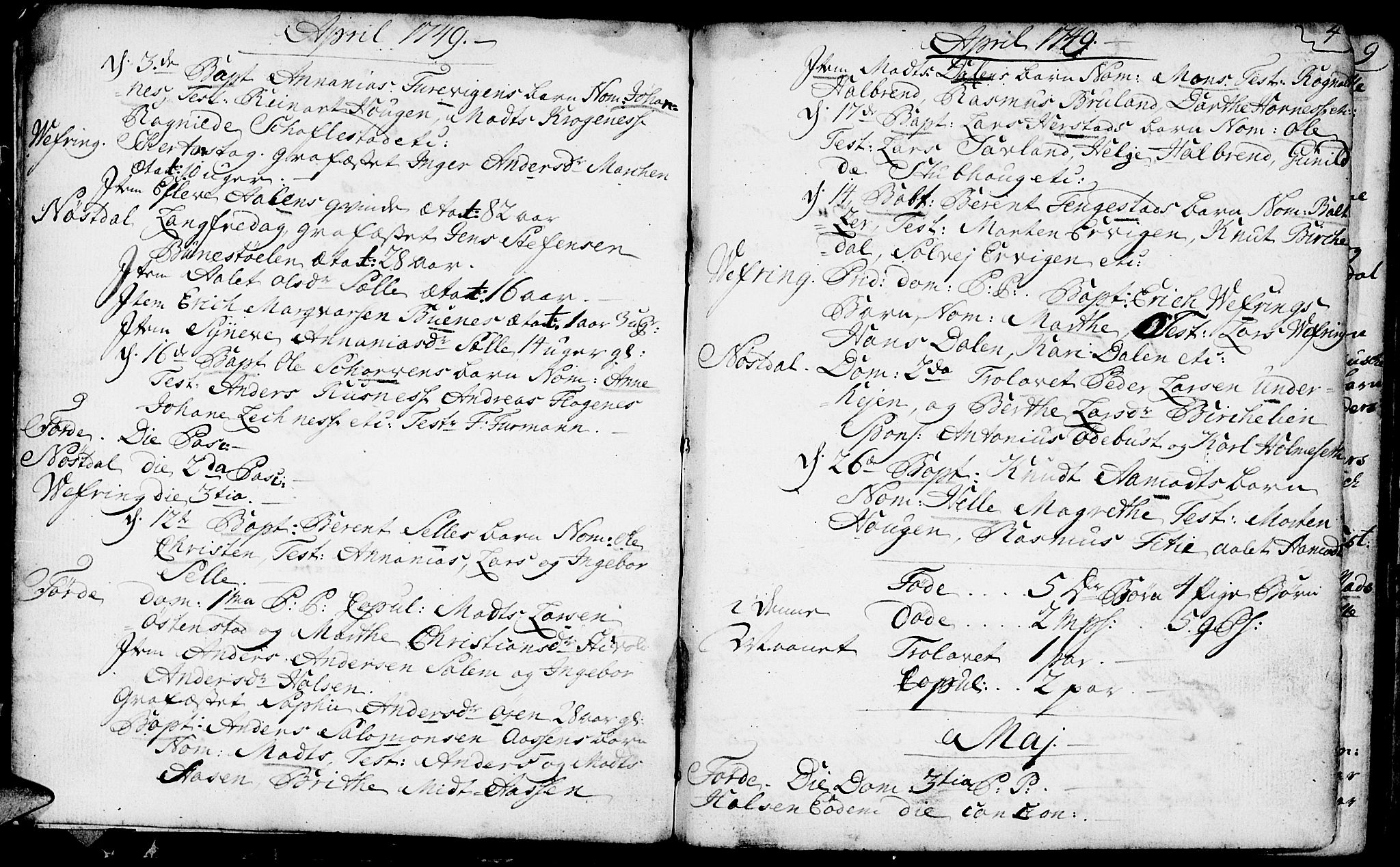 Førde sokneprestembete, SAB/A-79901/H/Haa/Haaa/L0003: Parish register (official) no. A 3, 1749-1764, p. 4