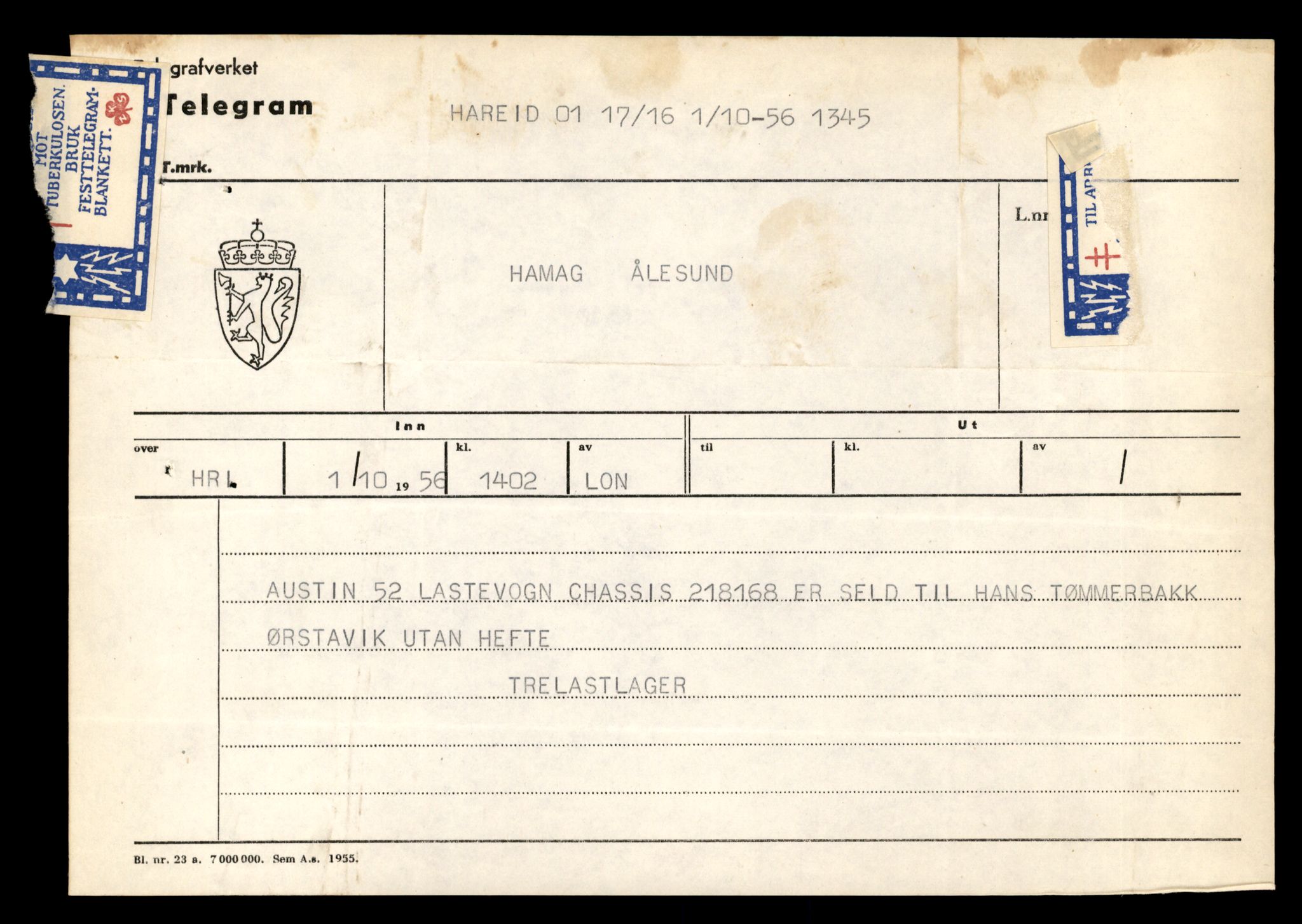 Møre og Romsdal vegkontor - Ålesund trafikkstasjon, AV/SAT-A-4099/F/Fe/L0012: Registreringskort for kjøretøy T 1290 - T 1450, 1927-1998, p. 2604