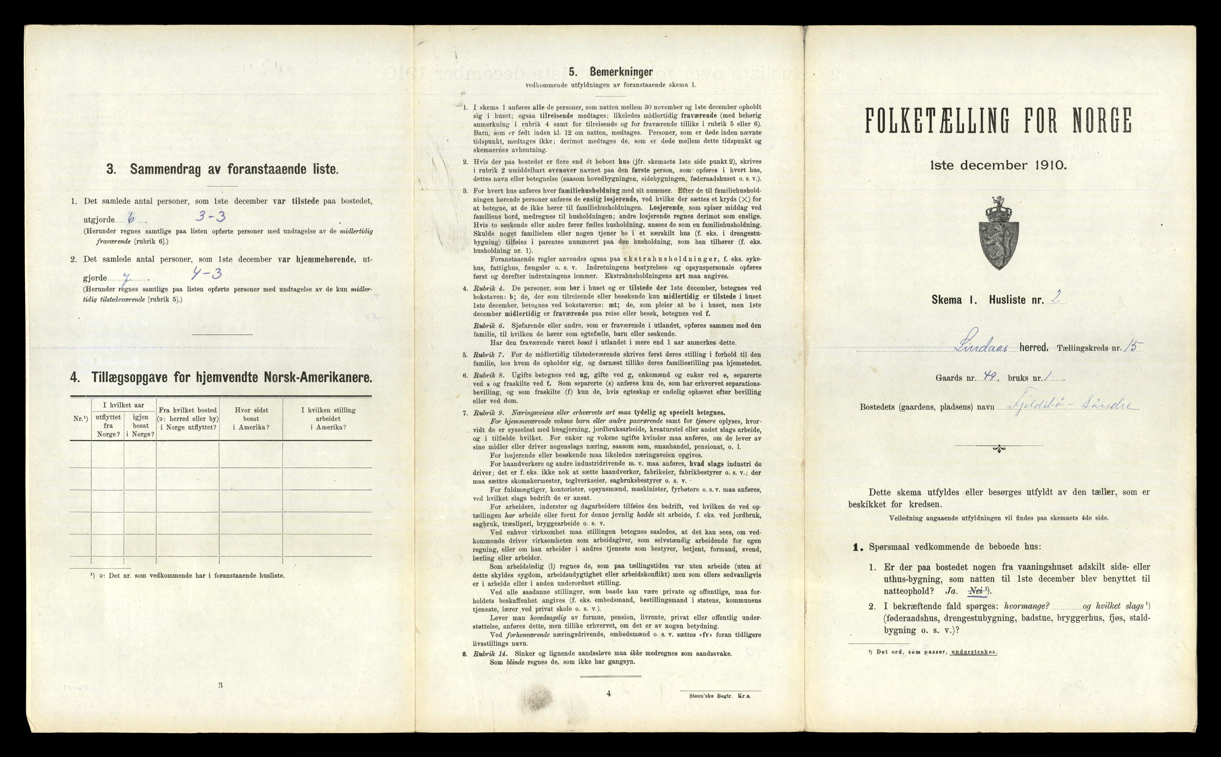 RA, 1910 census for Lindås, 1910, p. 952