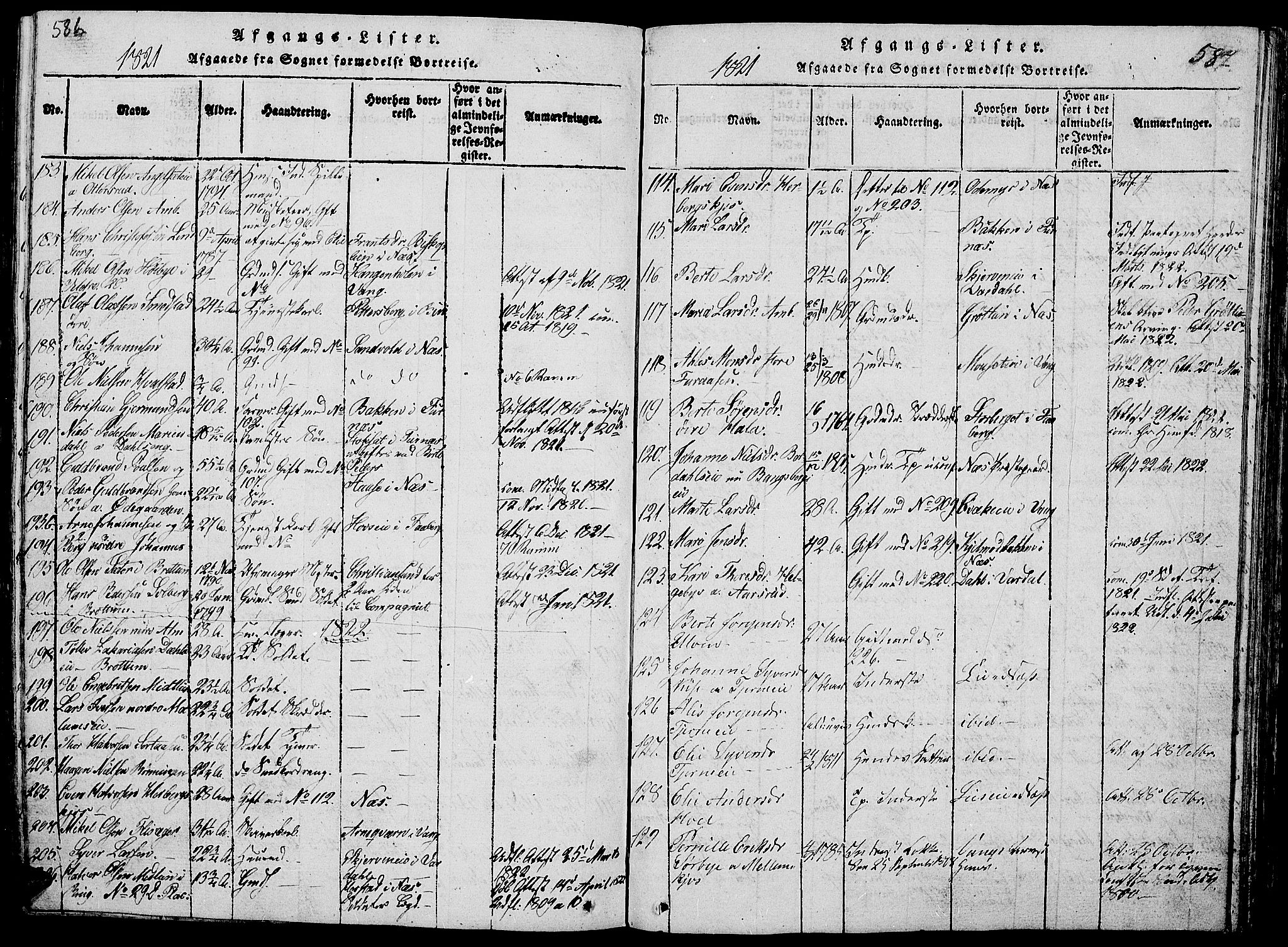 Ringsaker prestekontor, AV/SAH-PREST-014/L/La/L0001: Parish register (copy) no. 1, 1814-1826, p. 586-587