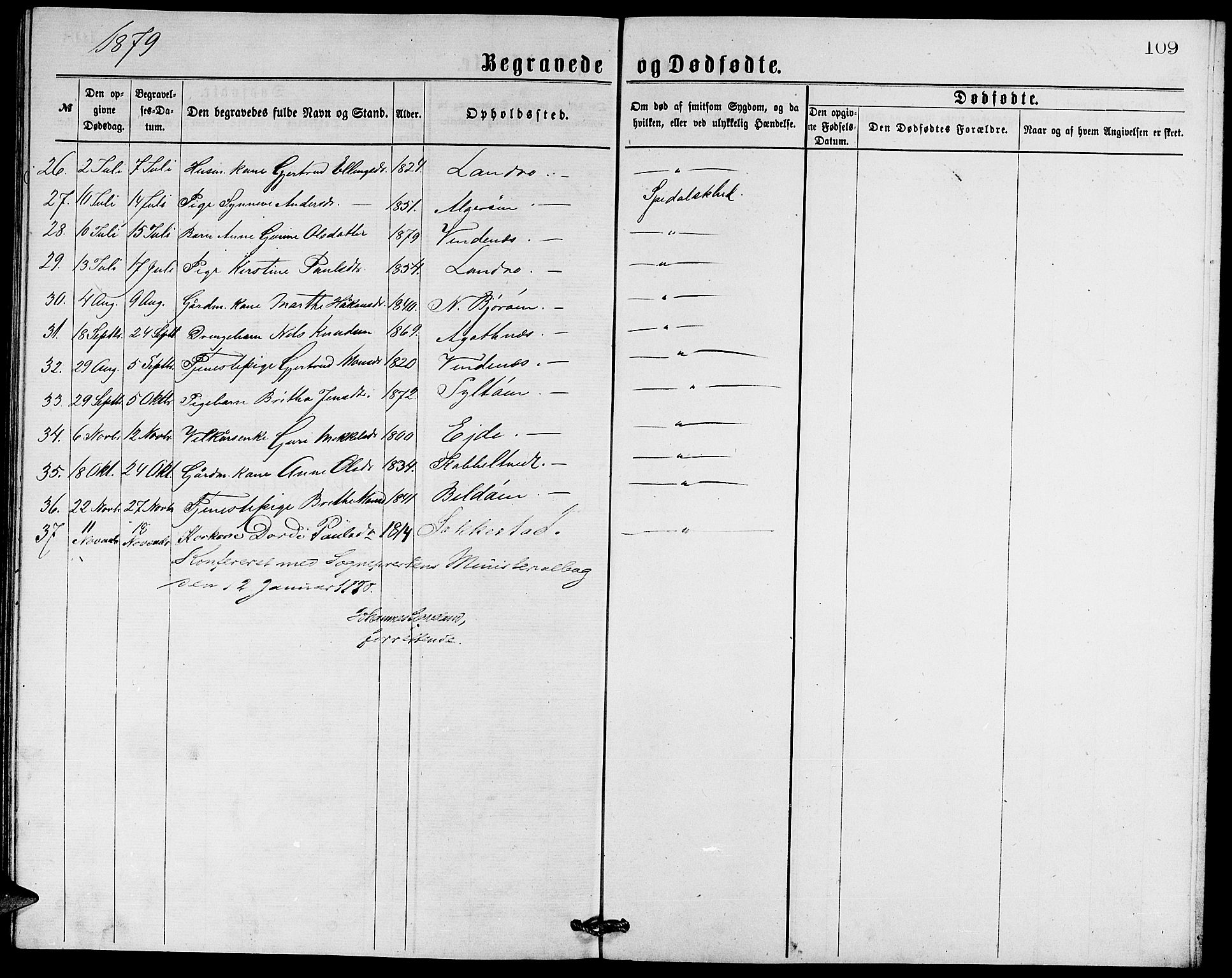 Fjell sokneprestembete, AV/SAB-A-75301/H/Hab: Parish register (copy) no. A 2, 1871-1879, p. 109