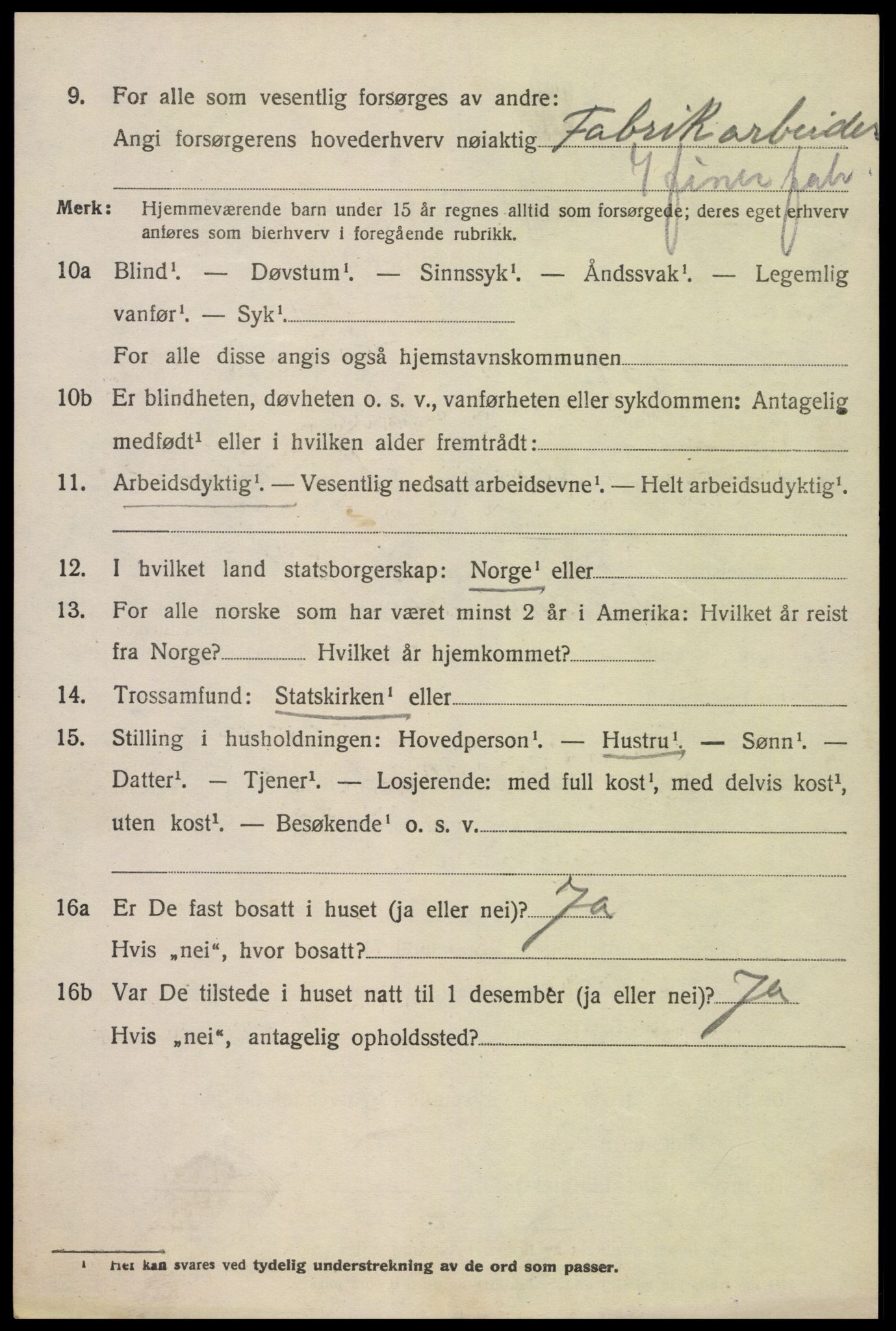SAK, 1920 census for Oddernes, 1920, p. 5390