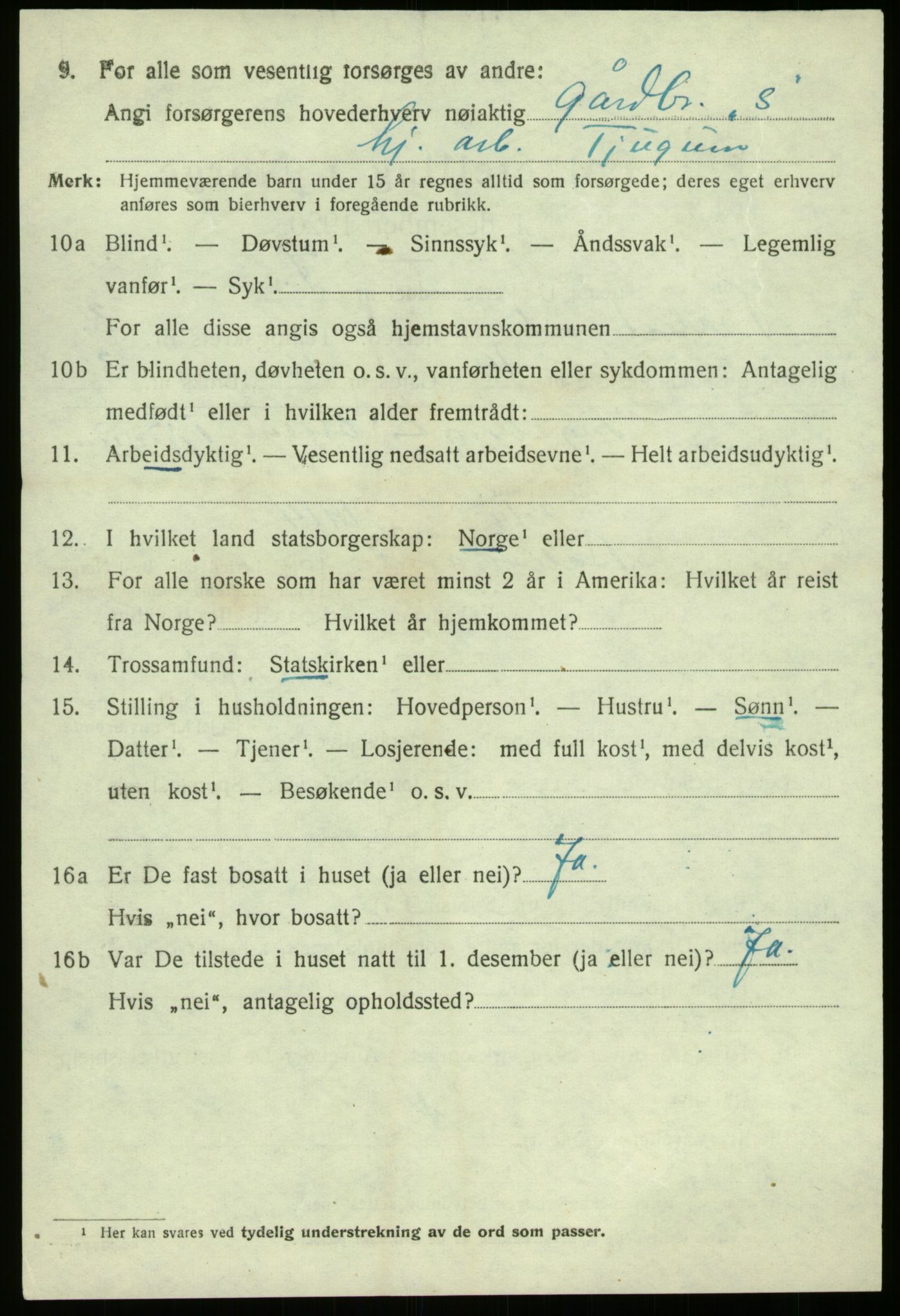 SAB, 1920 census for Balestrand, 1920, p. 2105