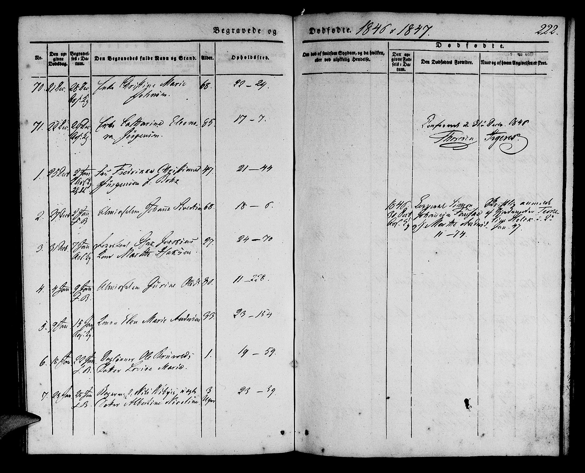 Korskirken sokneprestembete, SAB/A-76101/H/Haa/L0043: Parish register (official) no. E 1, 1834-1848, p. 222
