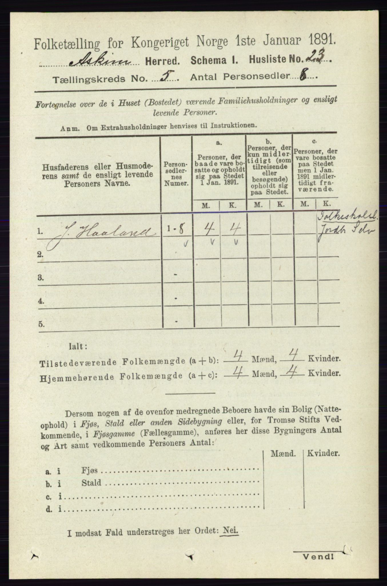 RA, 1891 census for 0124 Askim, 1891, p. 596