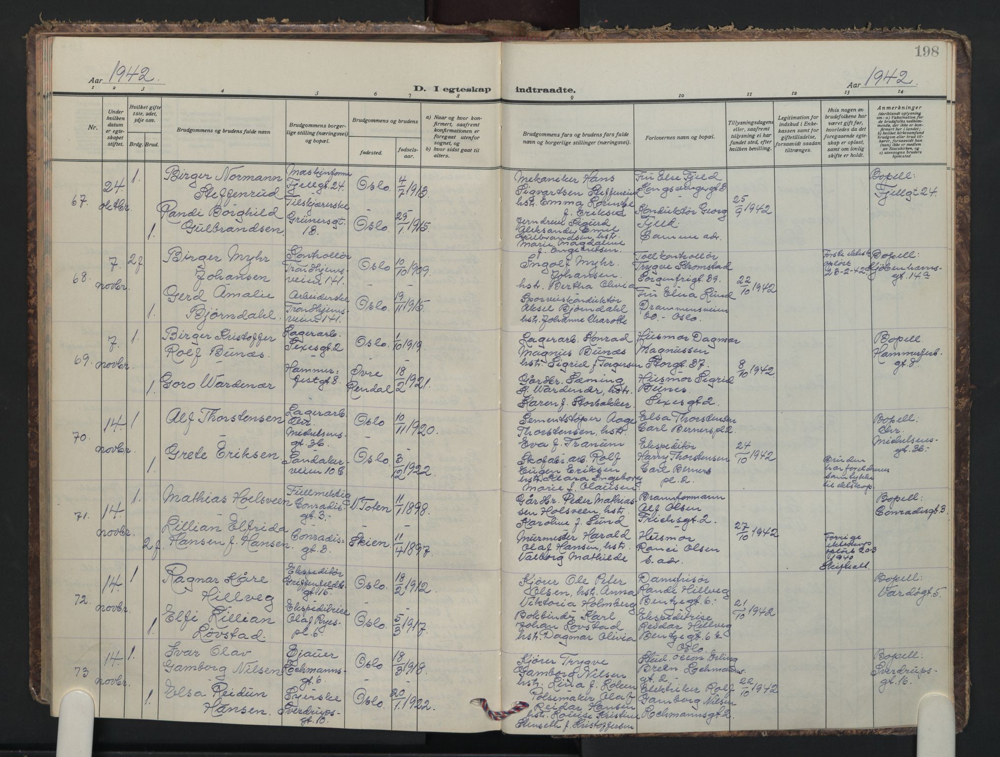Petrus prestekontor Kirkebøker, AV/SAO-A-10872/F/Fa/L0018: Parish register (official) no. I 18, 1936-1944, p. 198