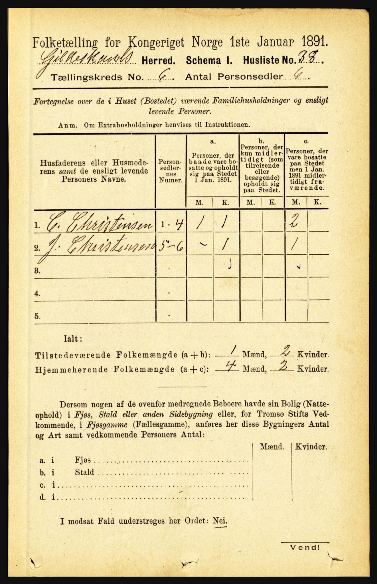 RA, 1891 census for 1838 Gildeskål, 1891, p. 1944