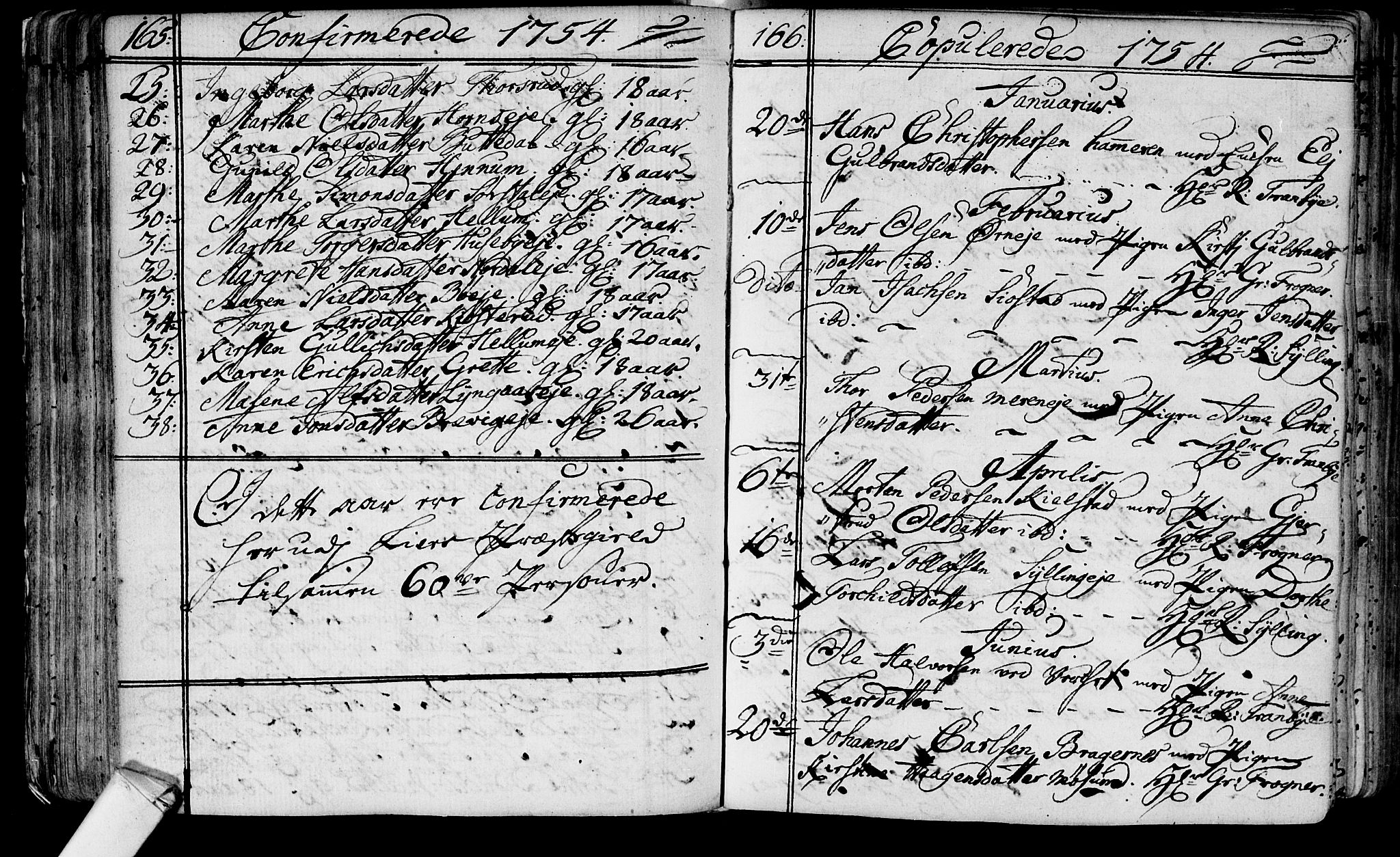 Lier kirkebøker, AV/SAKO-A-230/F/Fa/L0004: Parish register (official) no. I 4, 1749-1764, p. 165-166