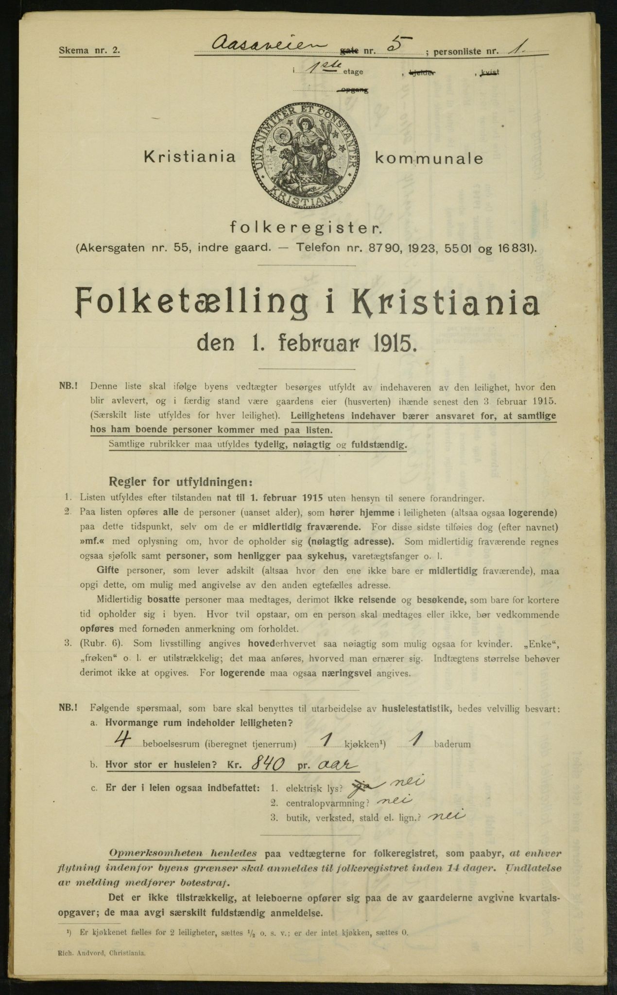 OBA, Municipal Census 1915 for Kristiania, 1915, p. 131489