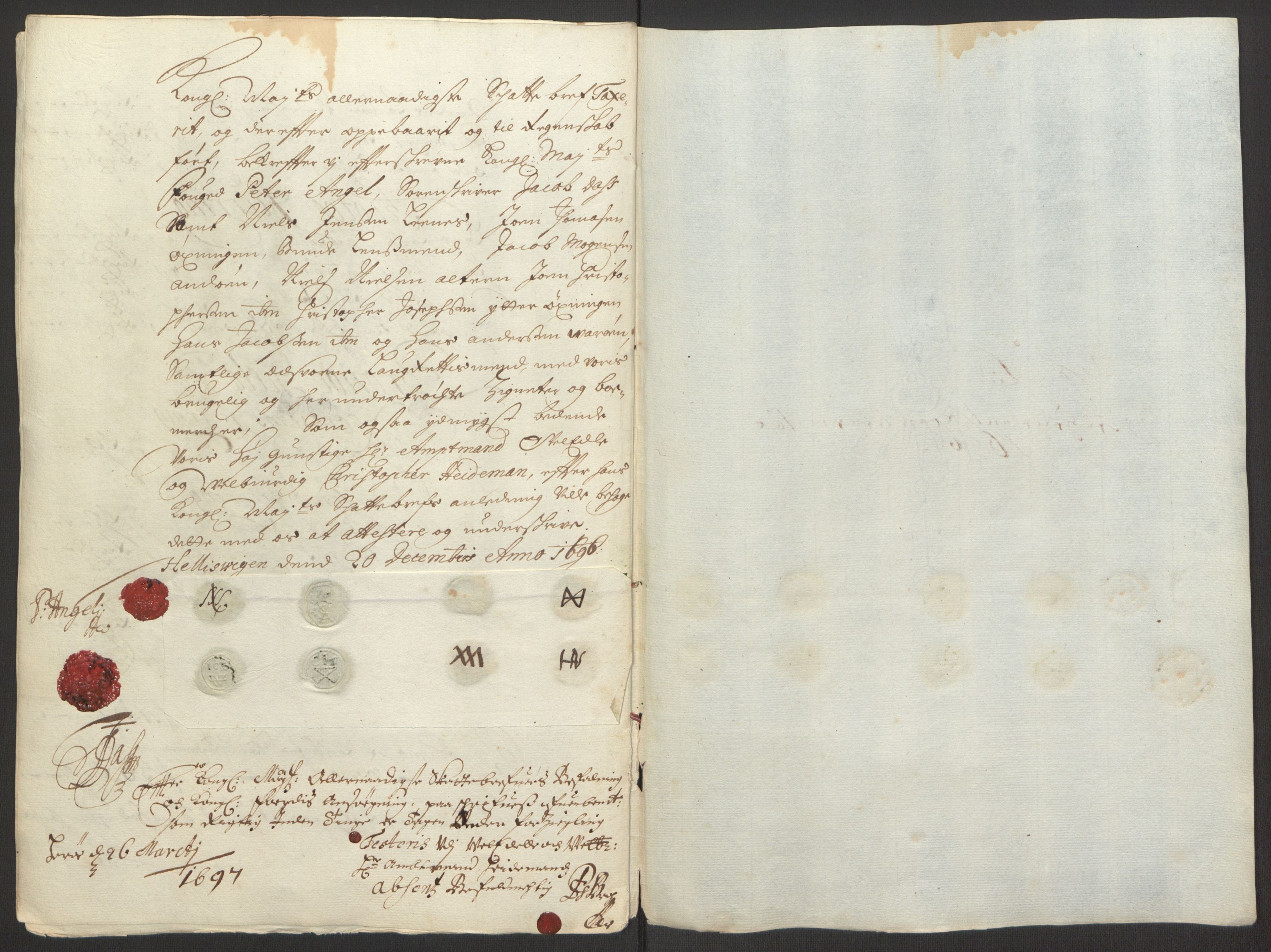 Rentekammeret inntil 1814, Reviderte regnskaper, Fogderegnskap, RA/EA-4092/R65/L4505: Fogderegnskap Helgeland, 1693-1696, p. 507