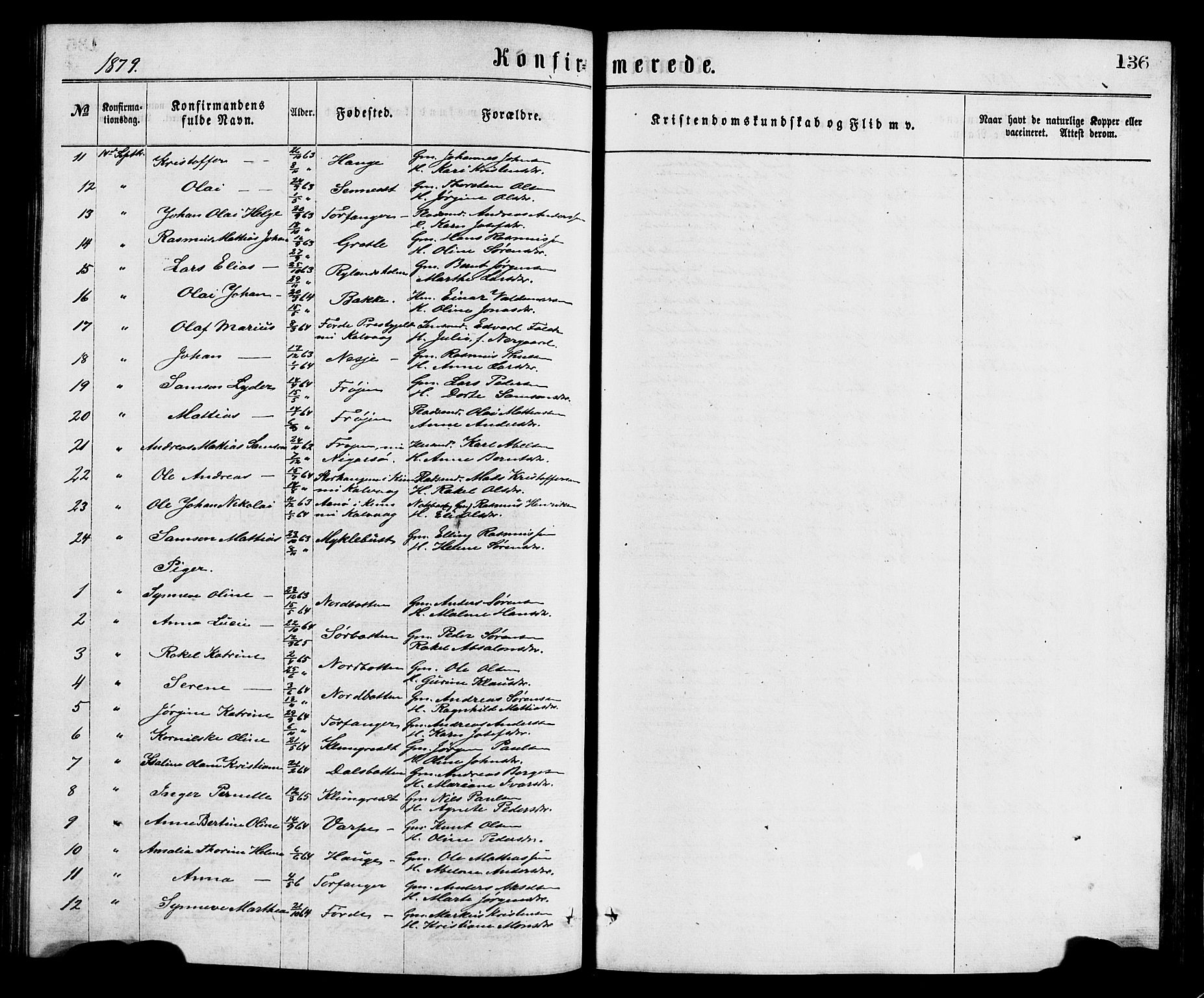 Bremanger sokneprestembete, SAB/A-82201/H/Hab/Haba/L0002: Parish register (copy) no. A 2, 1866-1889, p. 136